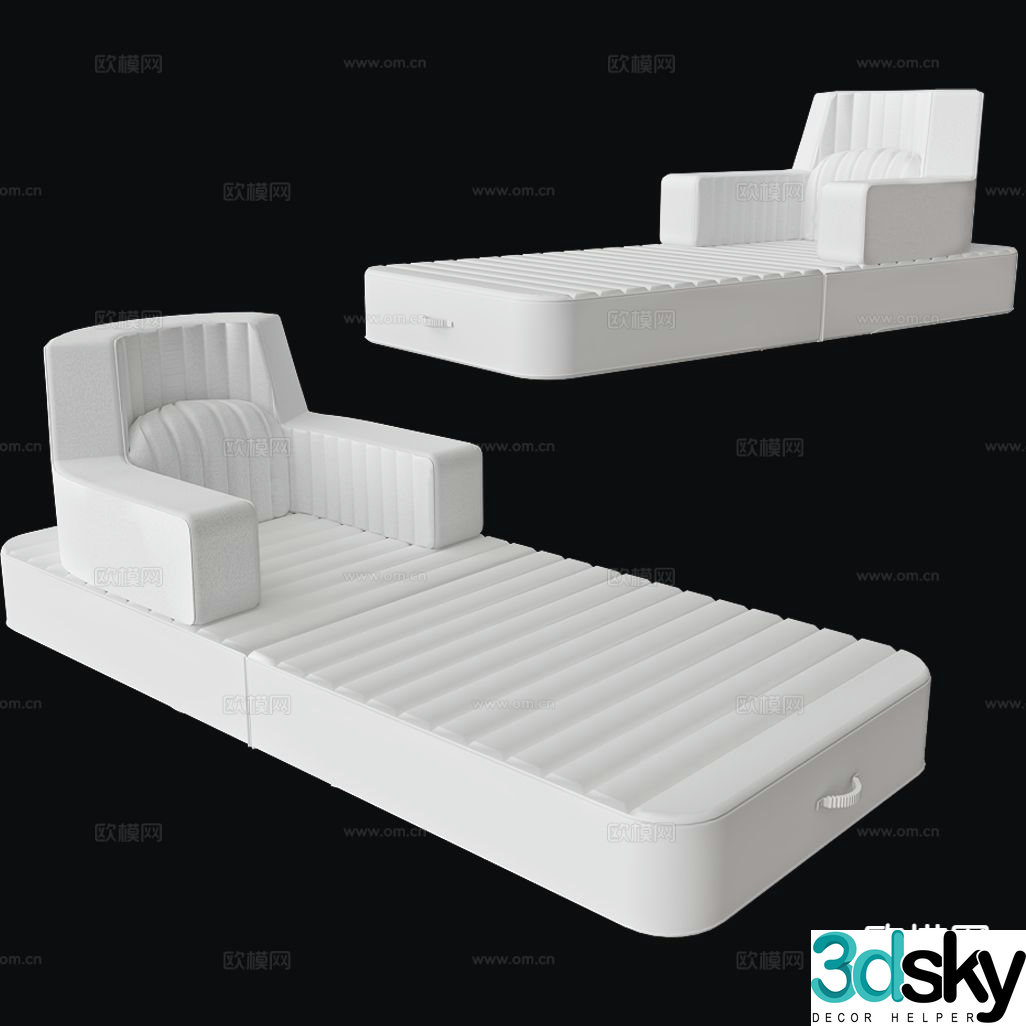 Single bed beach bed 3d model