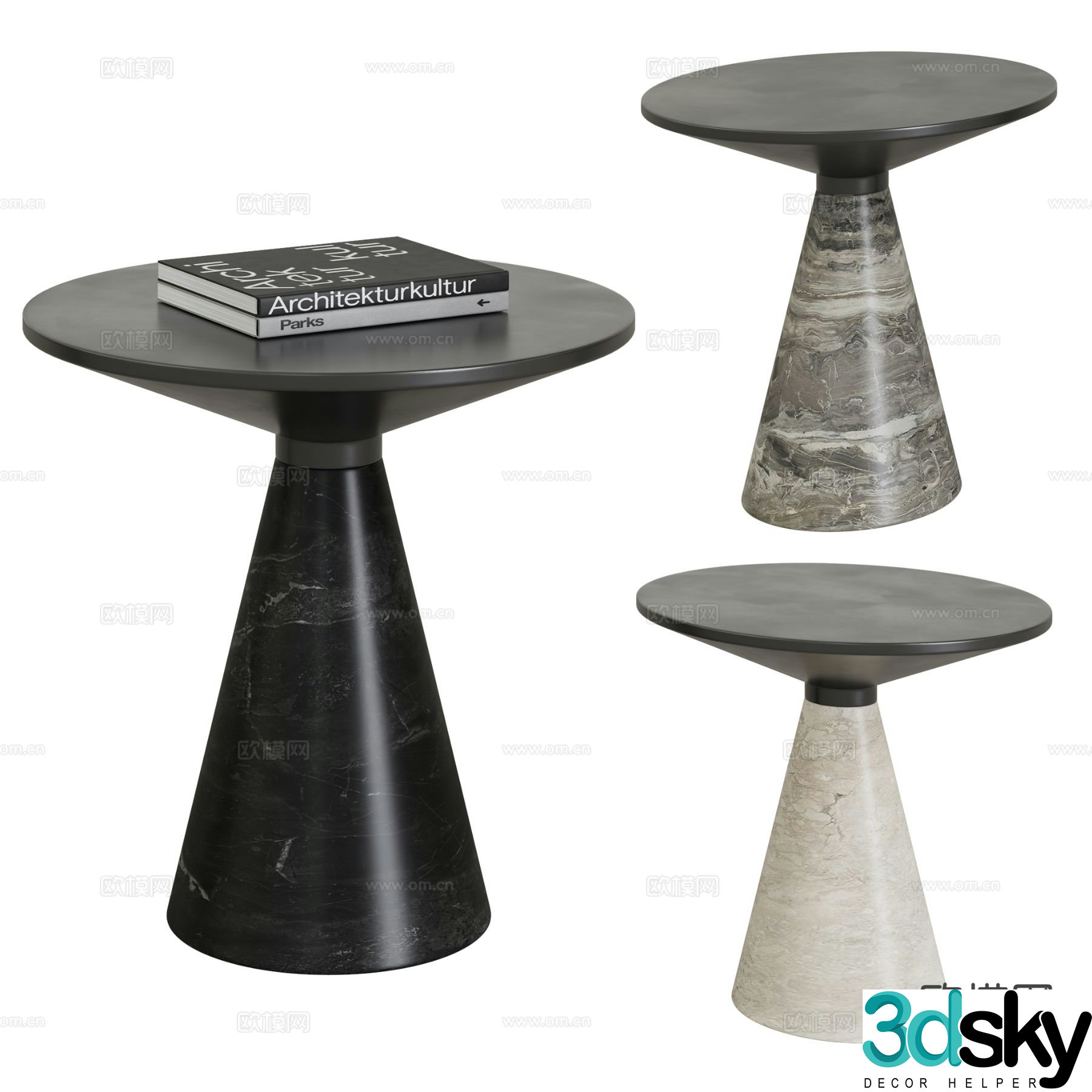 Modern round table corner table side table 3D model