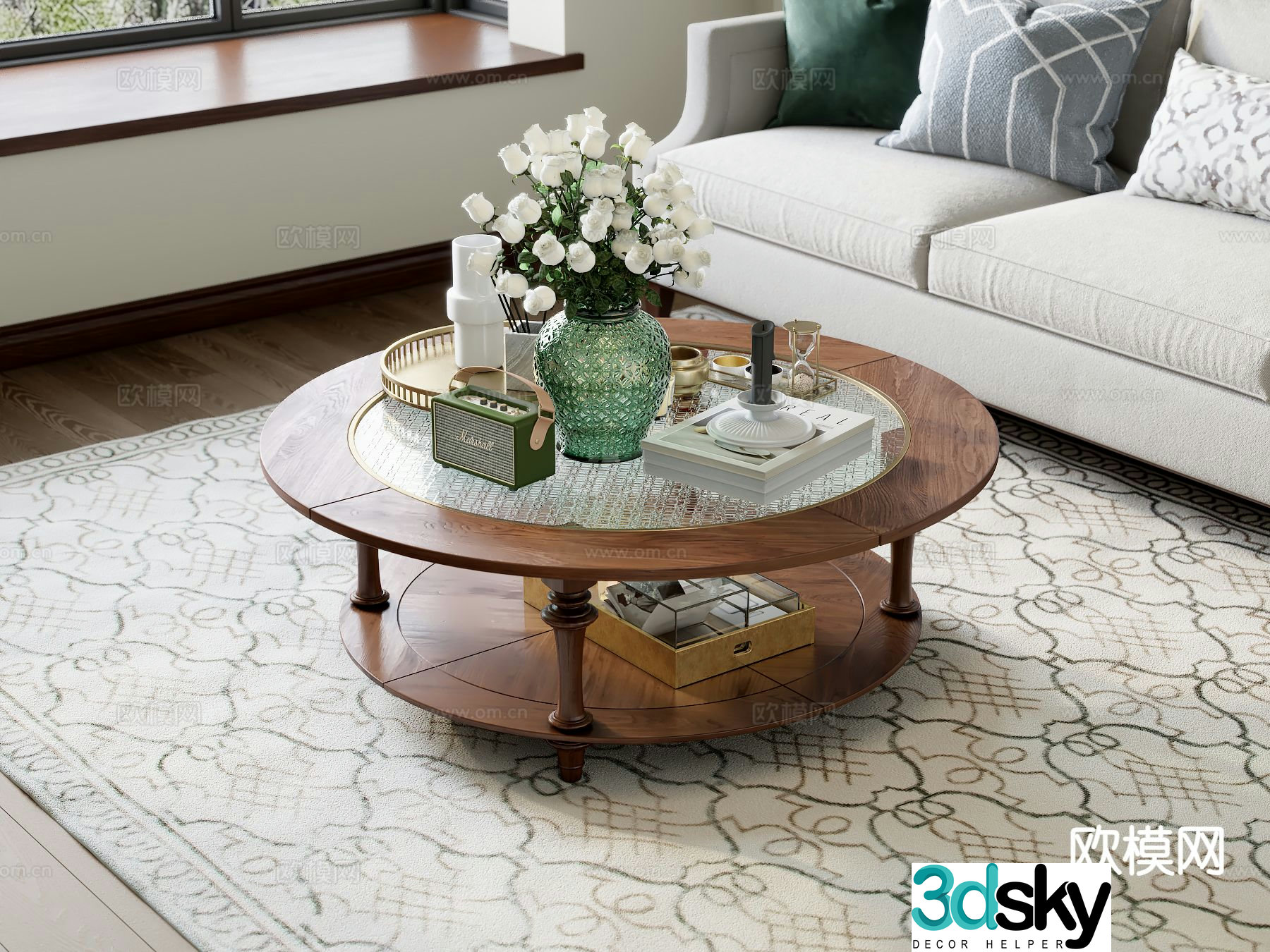 American coffee table round coffee table 3d model