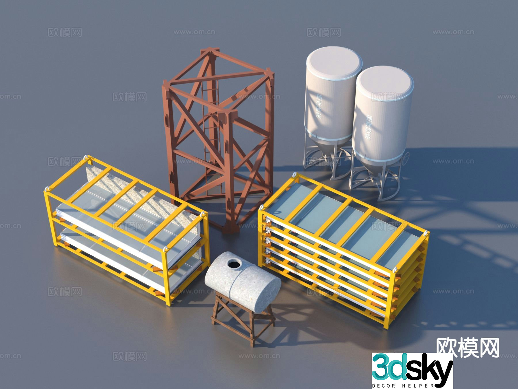 Materials construction sketches construction equipment 3d model