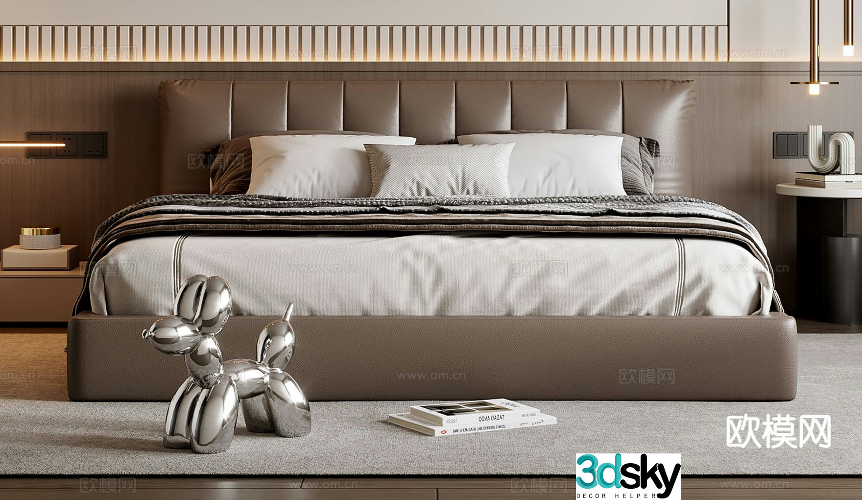 Italian double bed 3d model