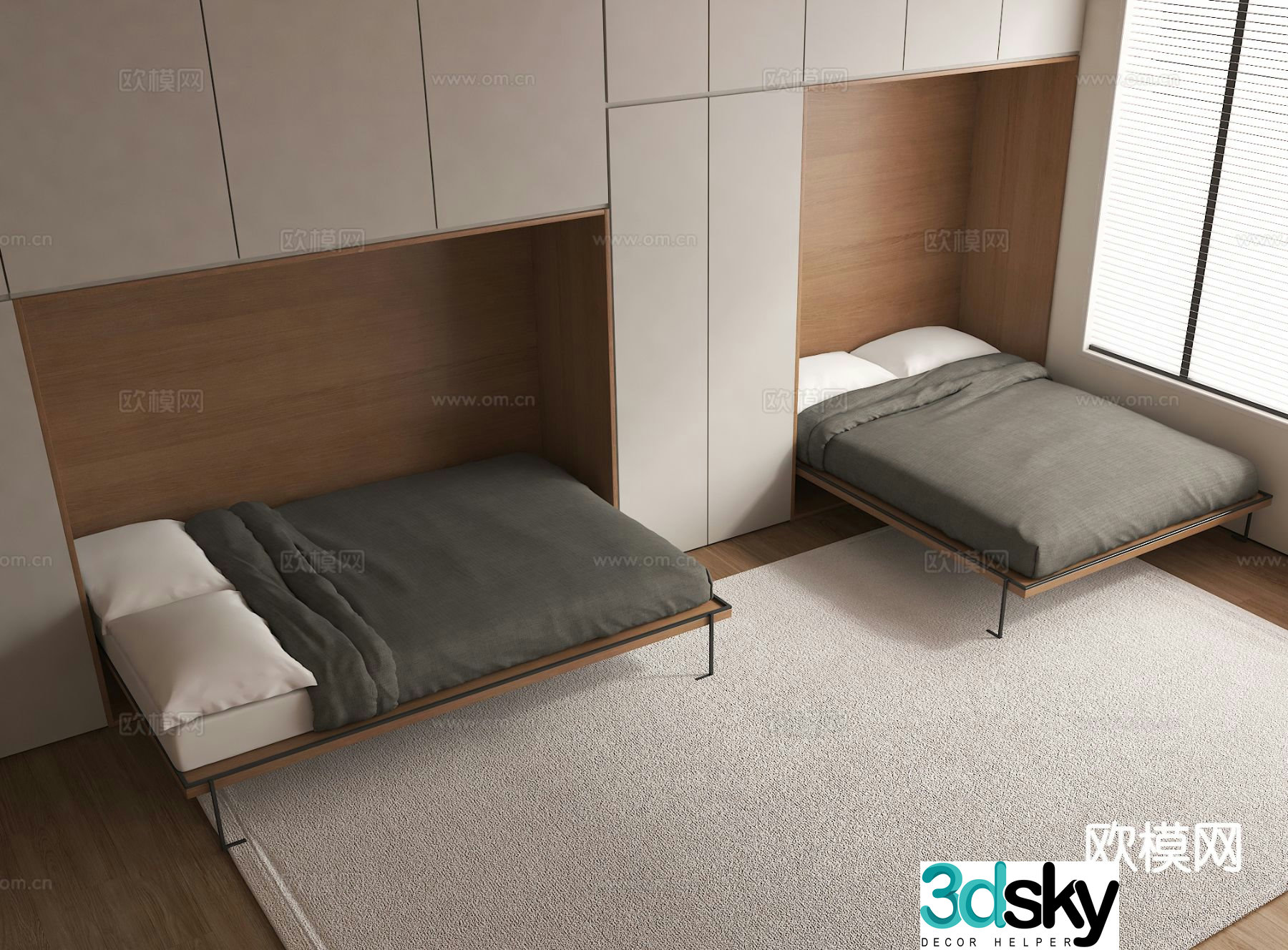 Modern invisible bed folding bed cabinet bed sofa bed 3d model