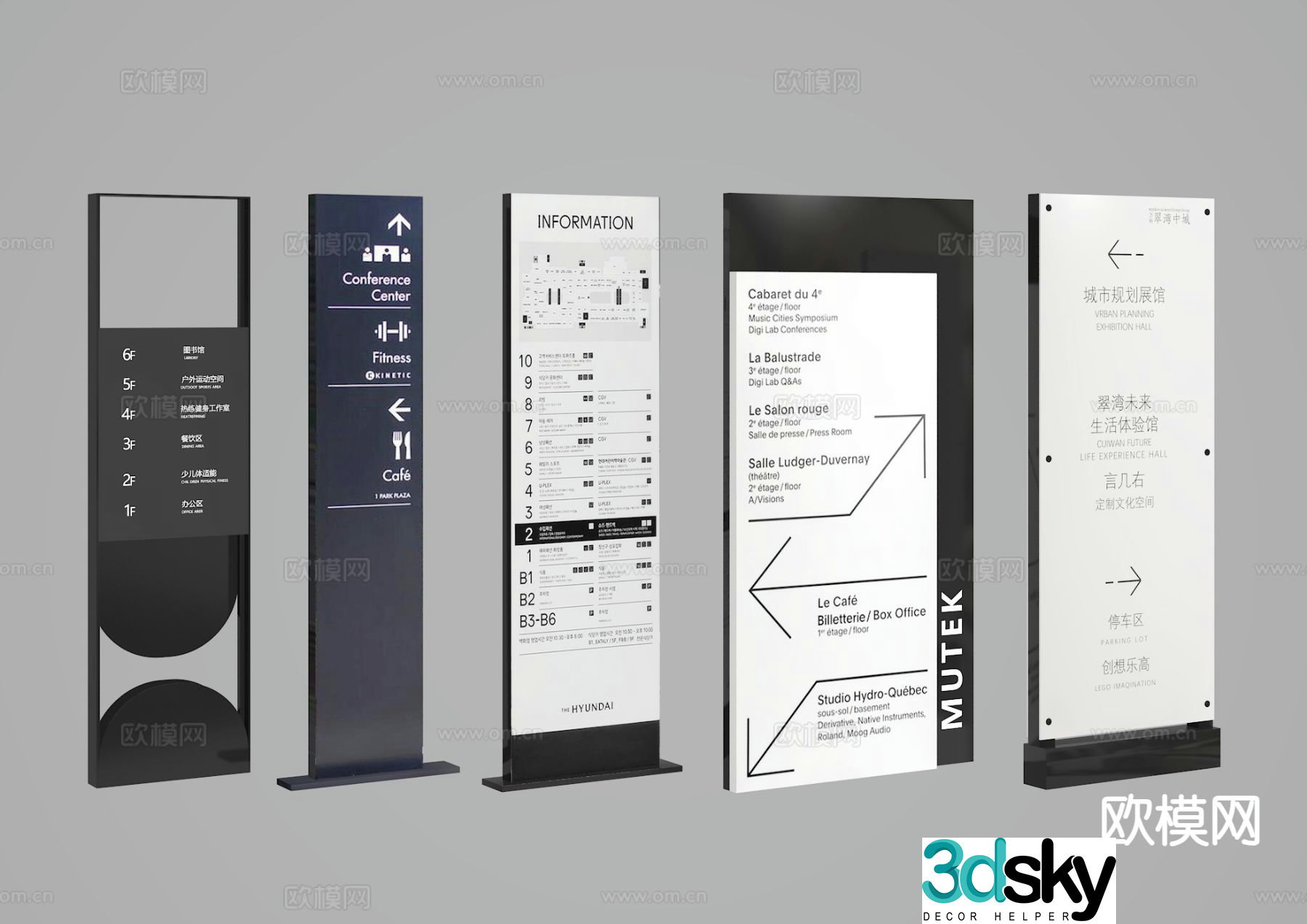 Modern signage guide sign floor sign 3d model