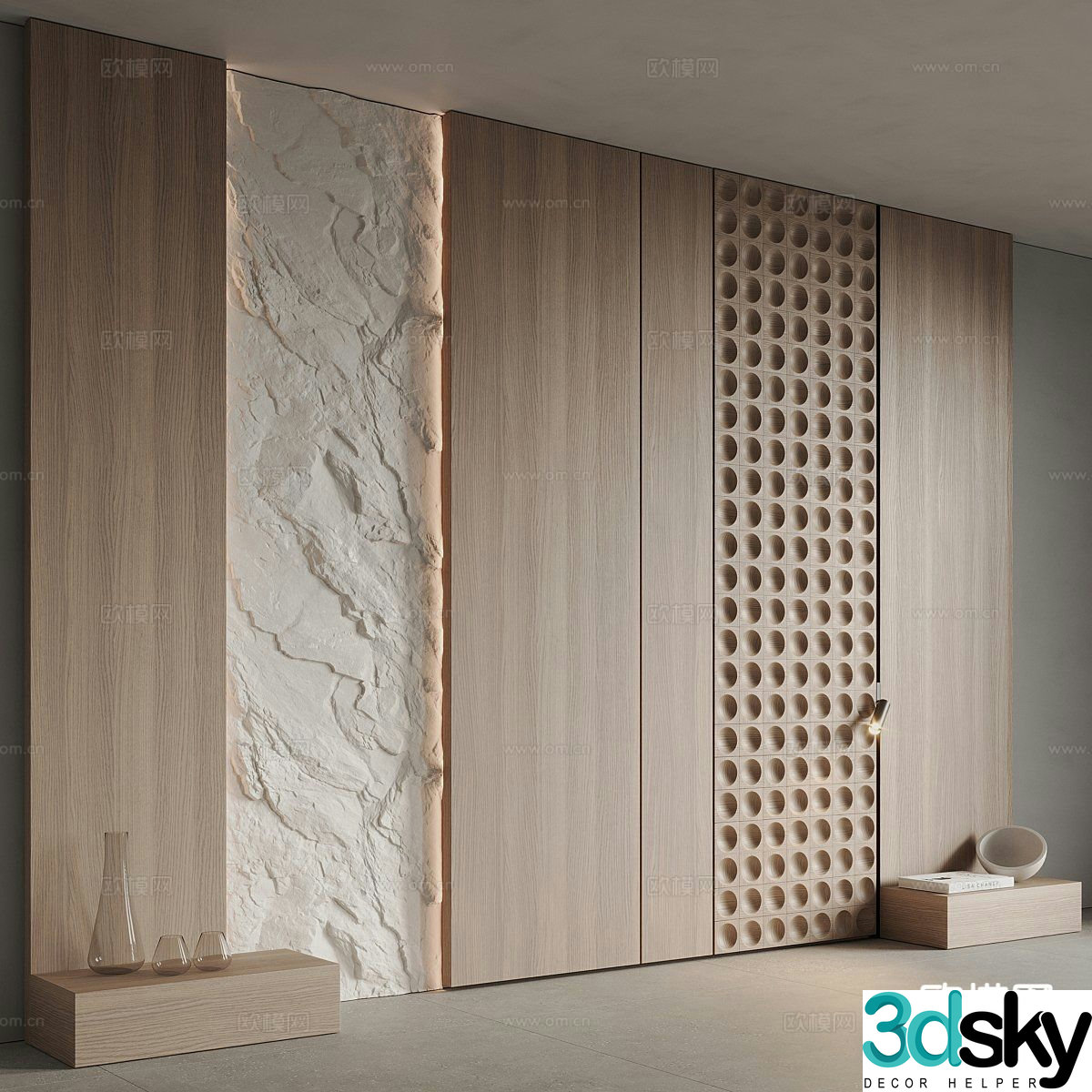 Bedside background wall Bedroom background wall 3d model