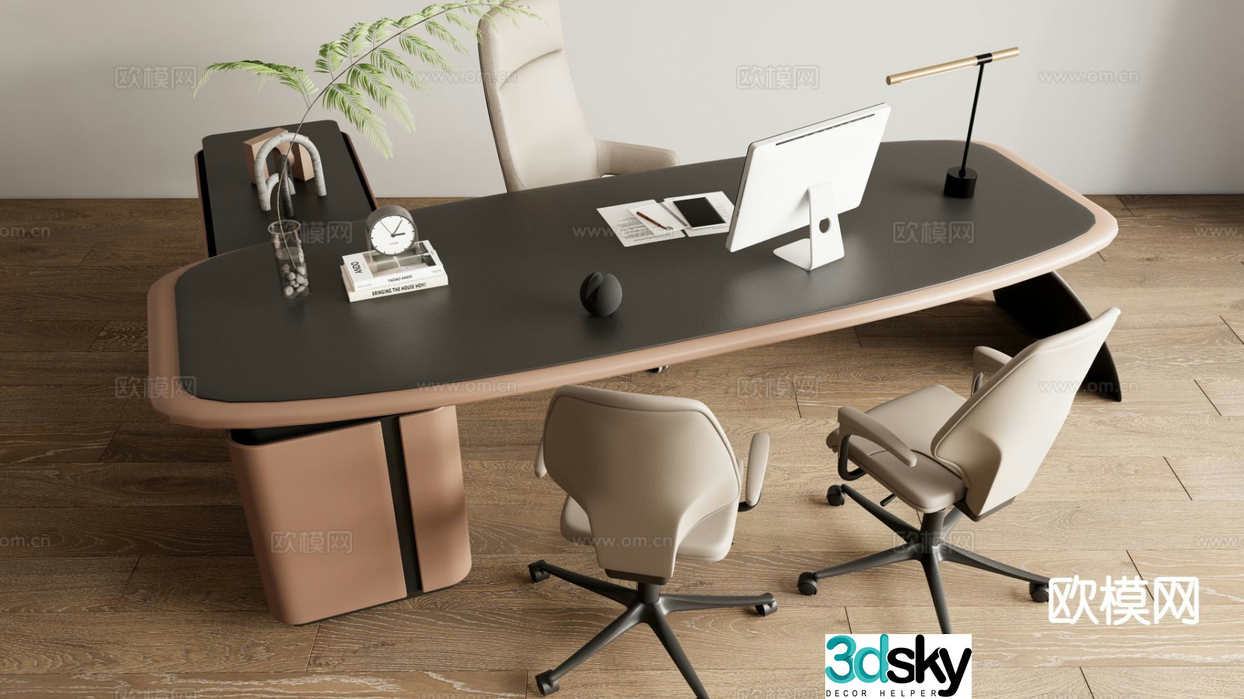 Modern manager desk shift desk boss desk 3d model