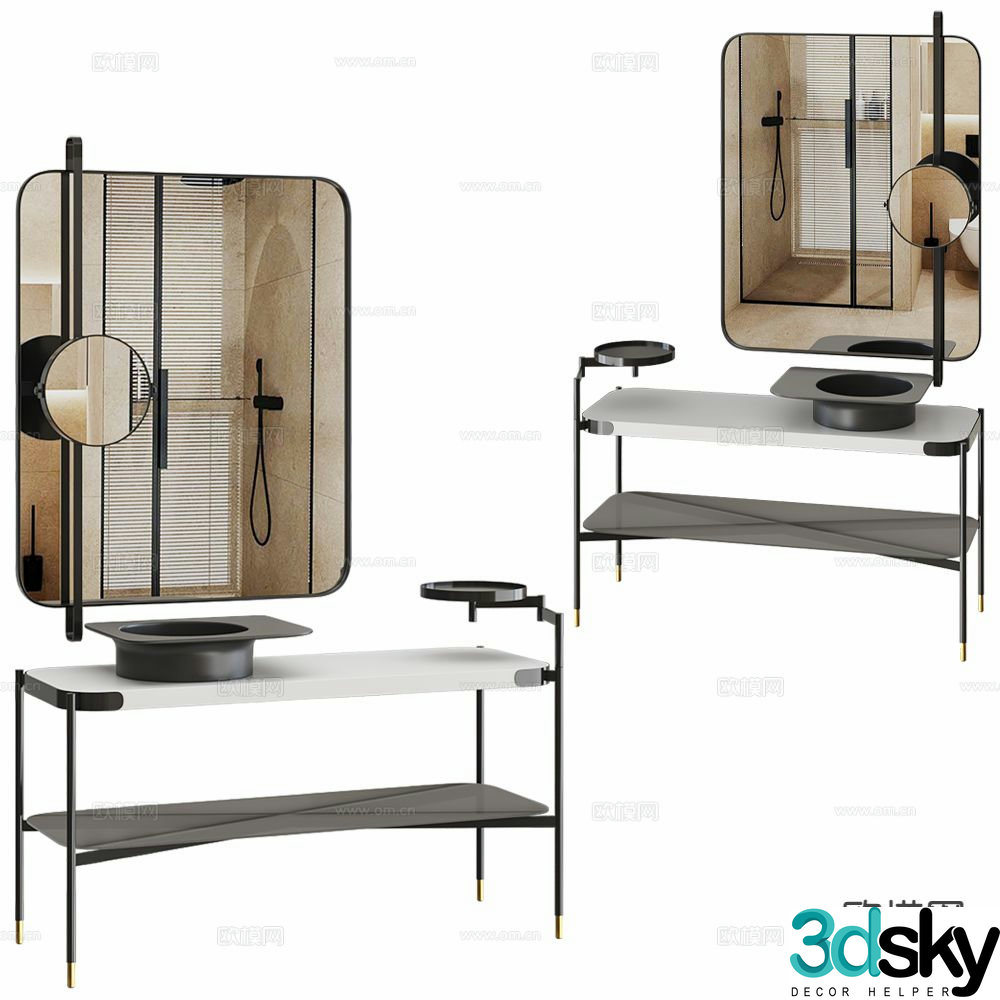 Bathroom cabinet bathroom mirror bathroom sink 3d model