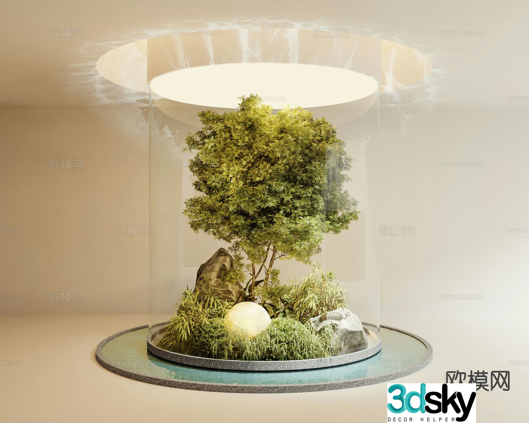 Modern plant landscaping indoor landscape 3d model