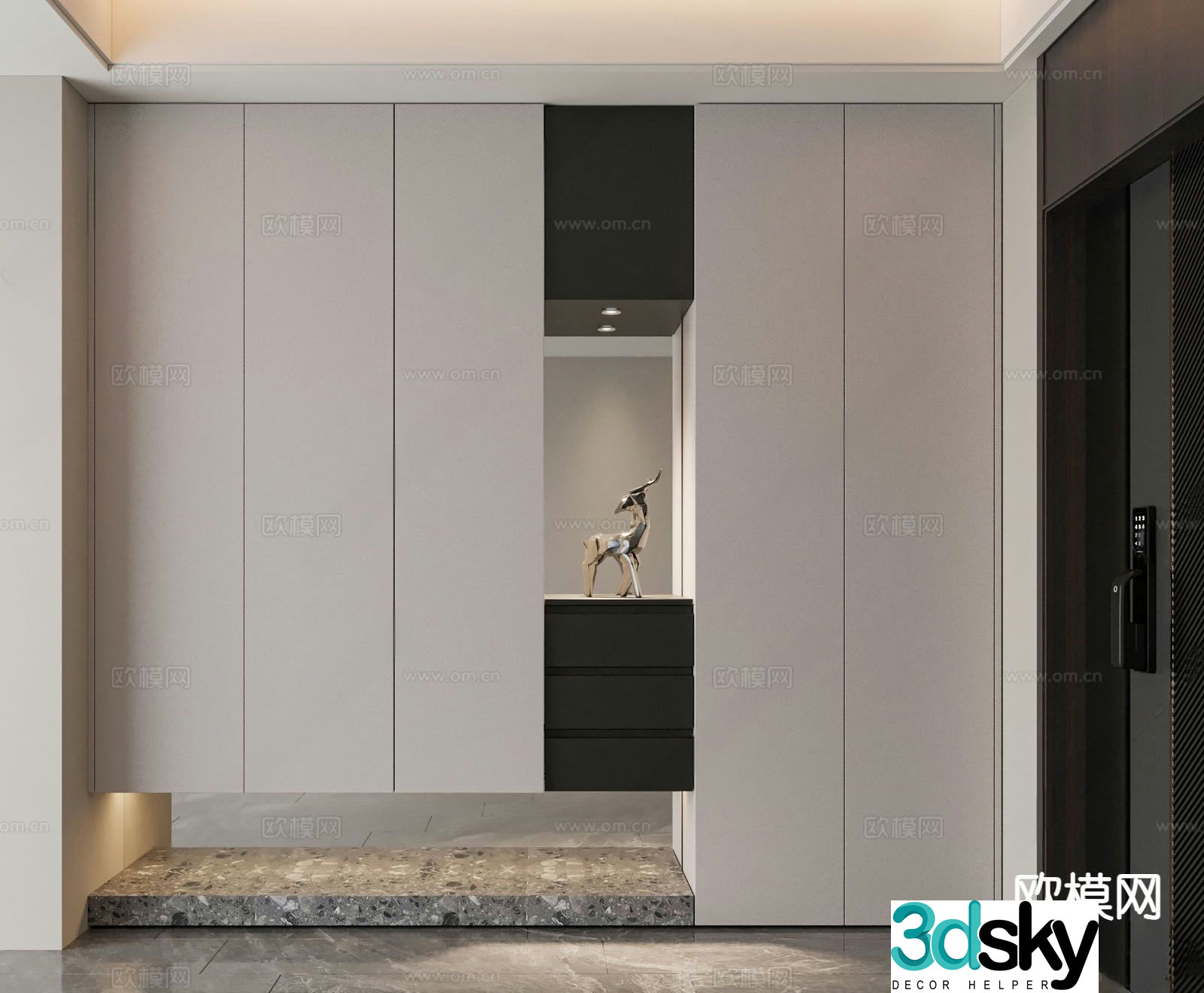 Modern home entrance shoe cabinet 3D model