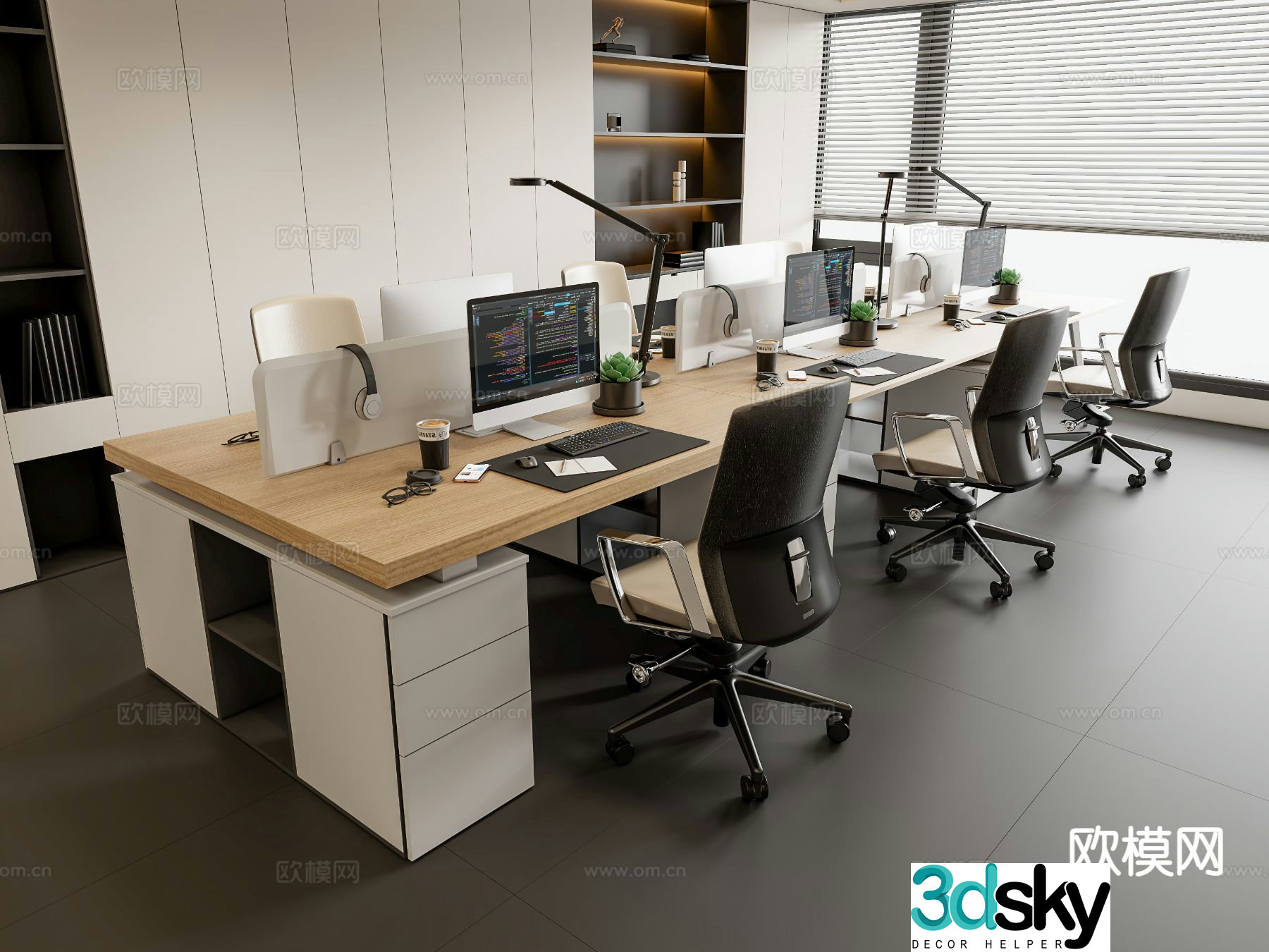 Modern office desk and chair 3d model