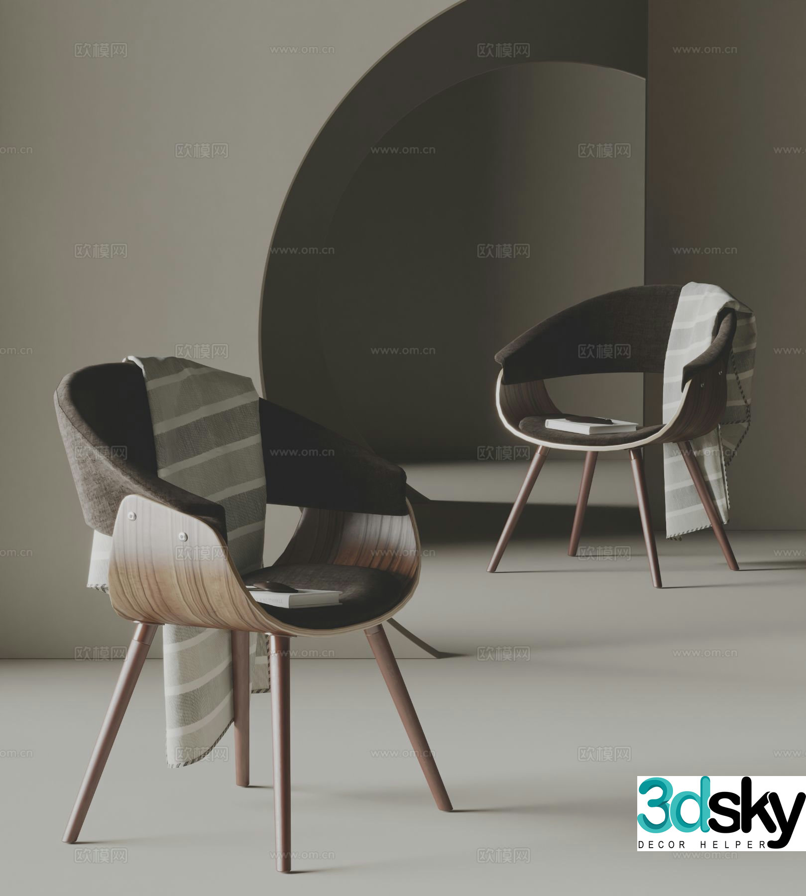 Poliform modern dining chair single chair 3d model