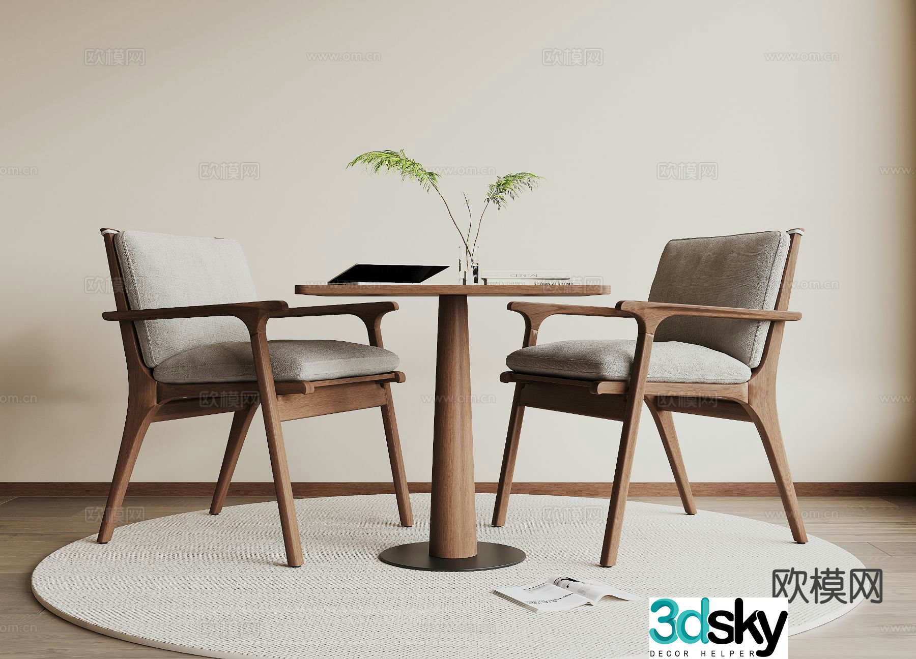 Medieval style leisure table and chairs 3D model
