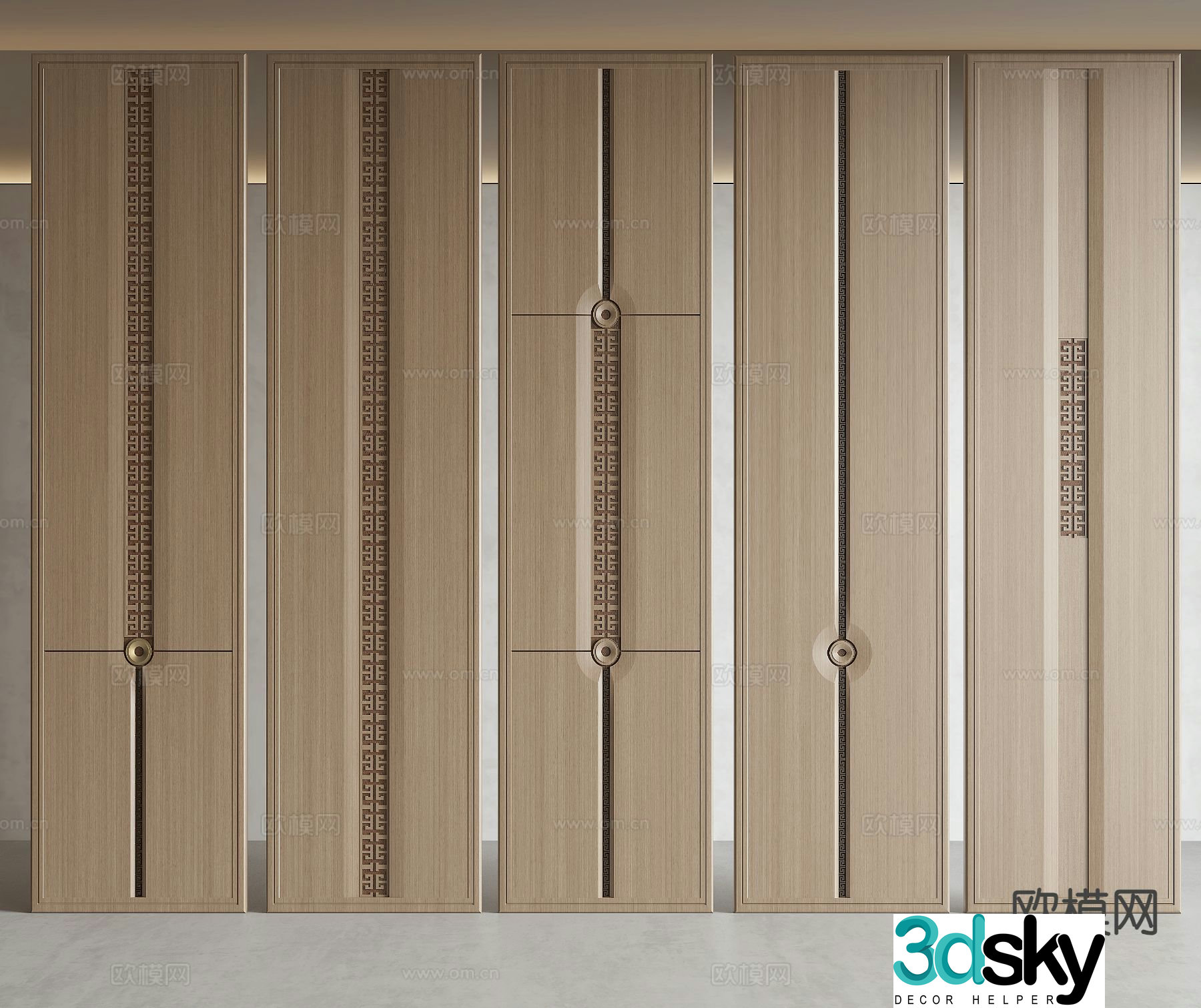 New Chinese style wainscoting styling board background wall panel 3D model