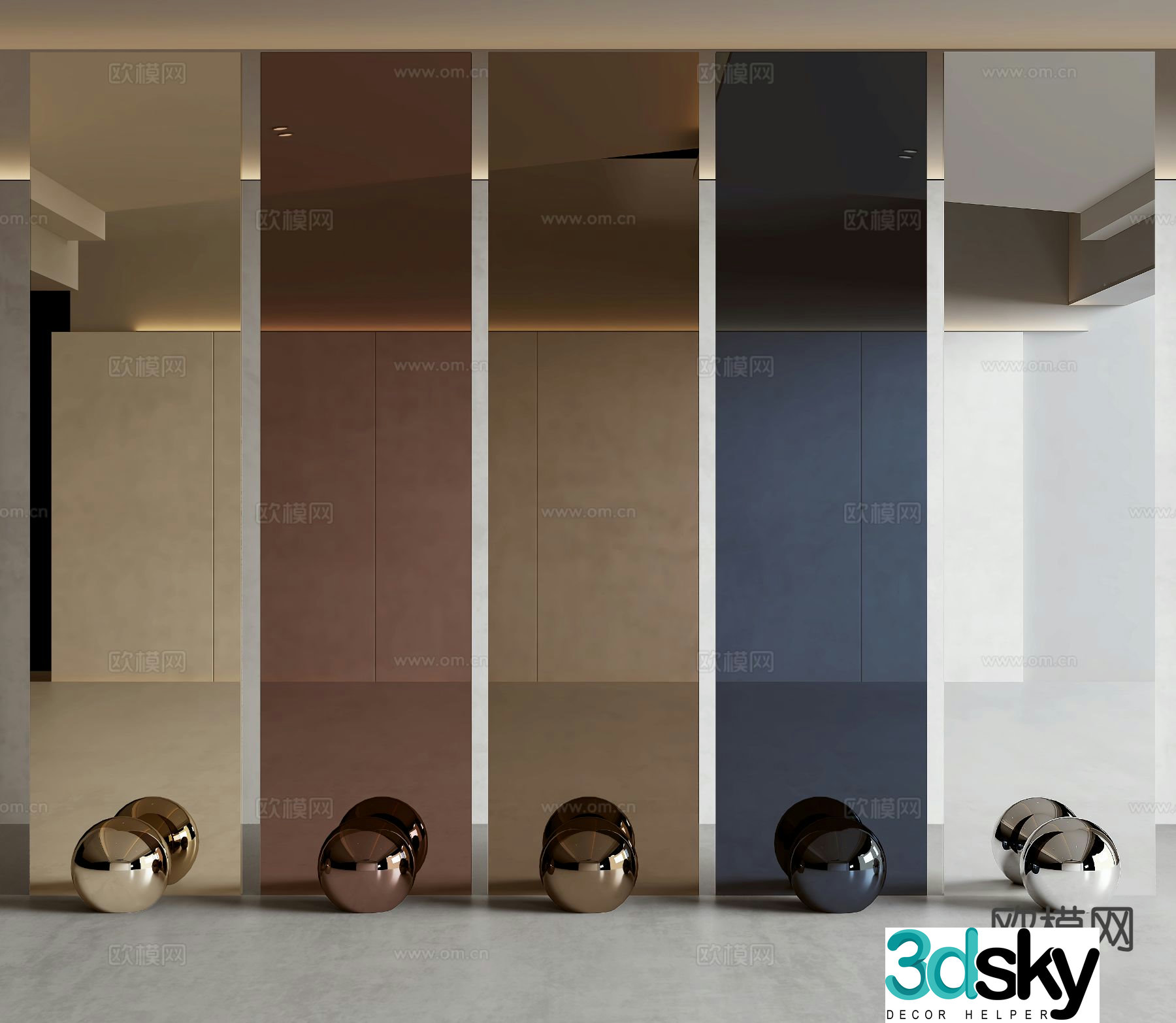 Modern mirror stainless steel mirror steel wall panel 3d model