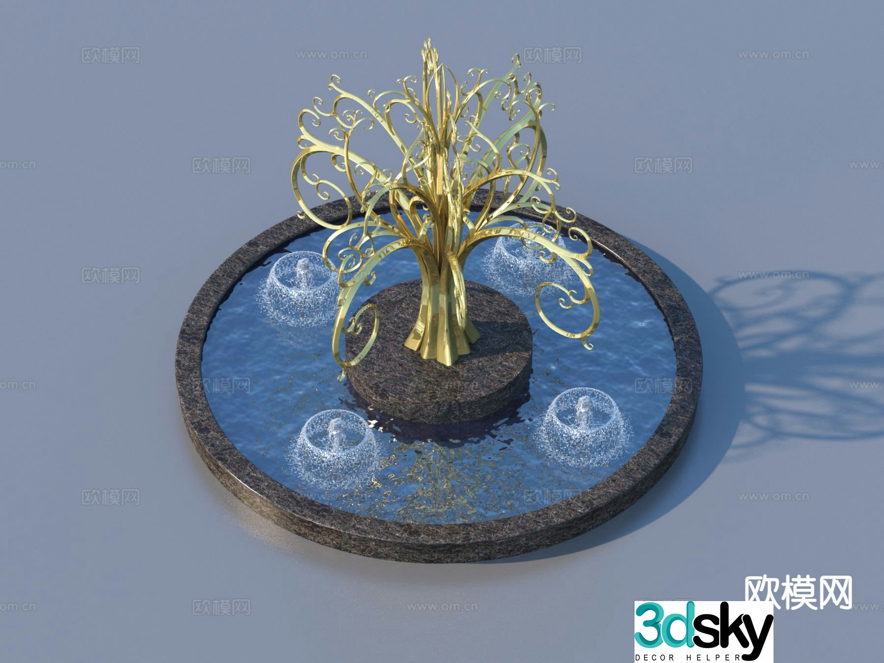 Urban sculpture water fountain landscape sculpture 3d model