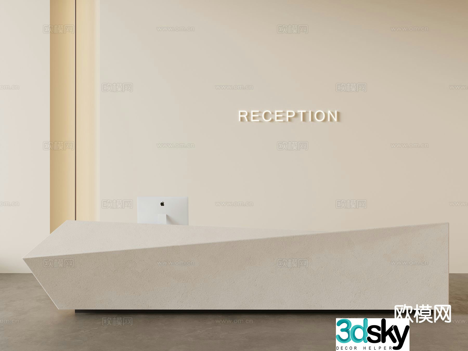 Modern front desk reception desk bar service desk 3d model