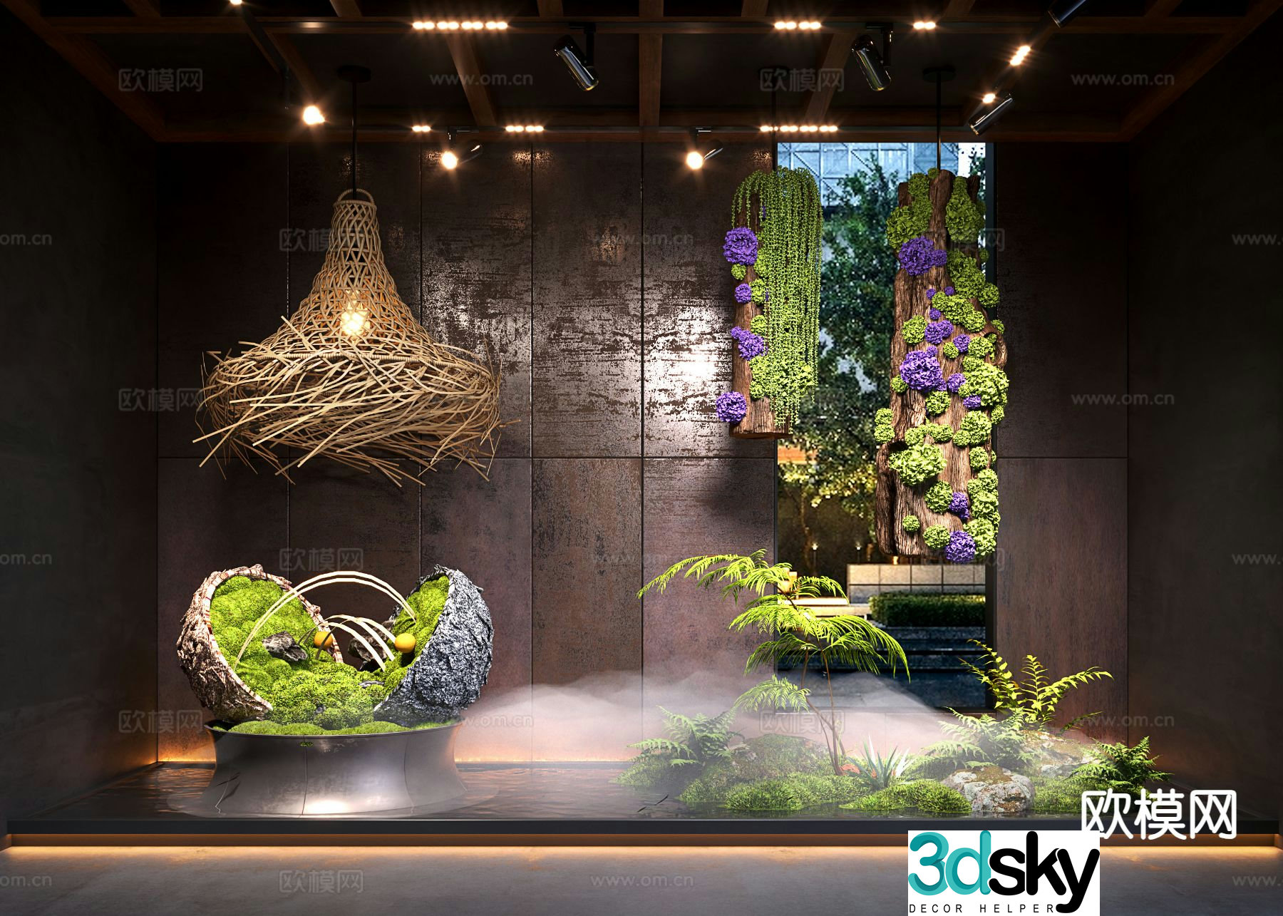 New Chinese style interior landscape 3D model