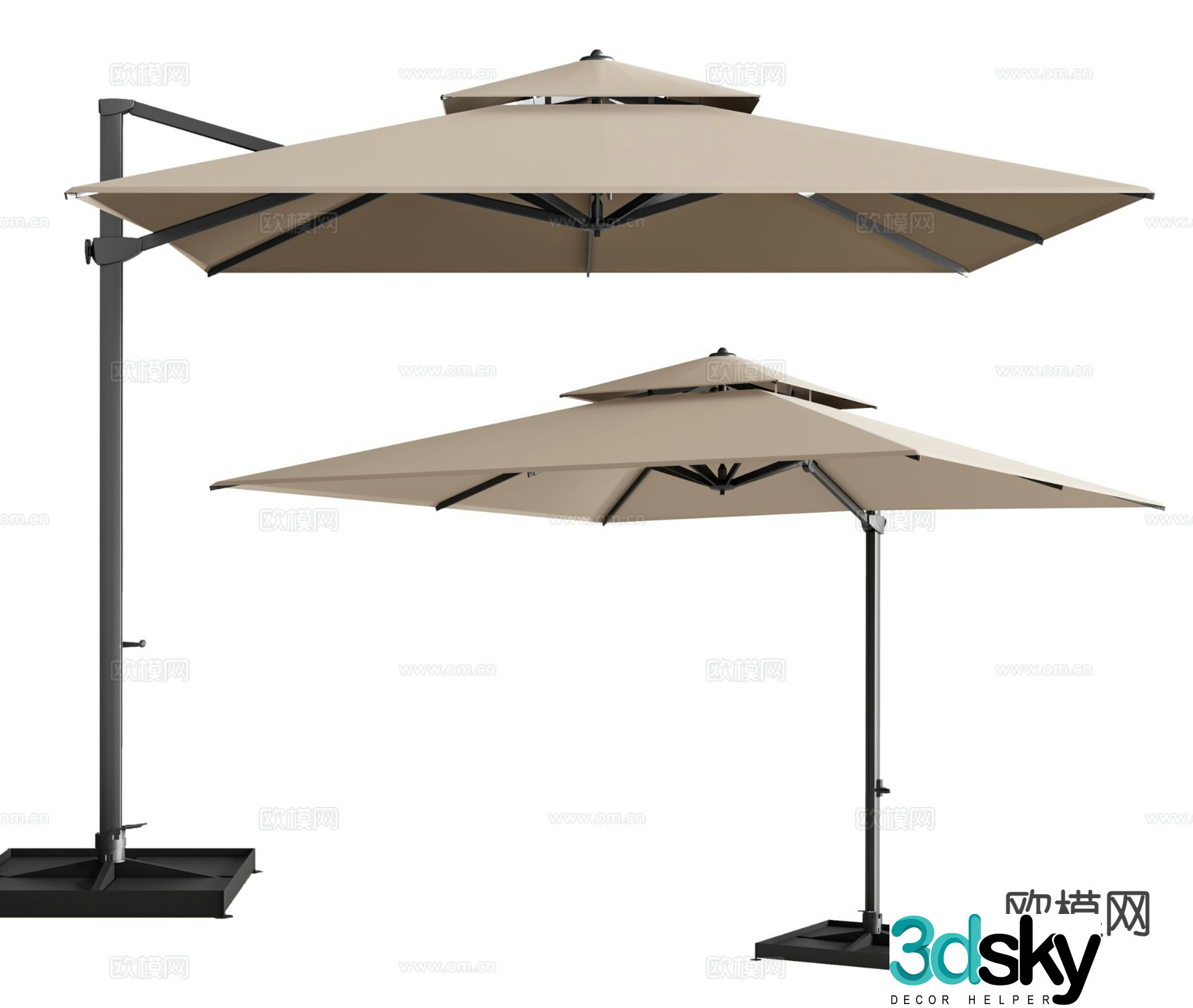 Outdoor parasol, awning, sun umbrella, folding umbrella 3d model