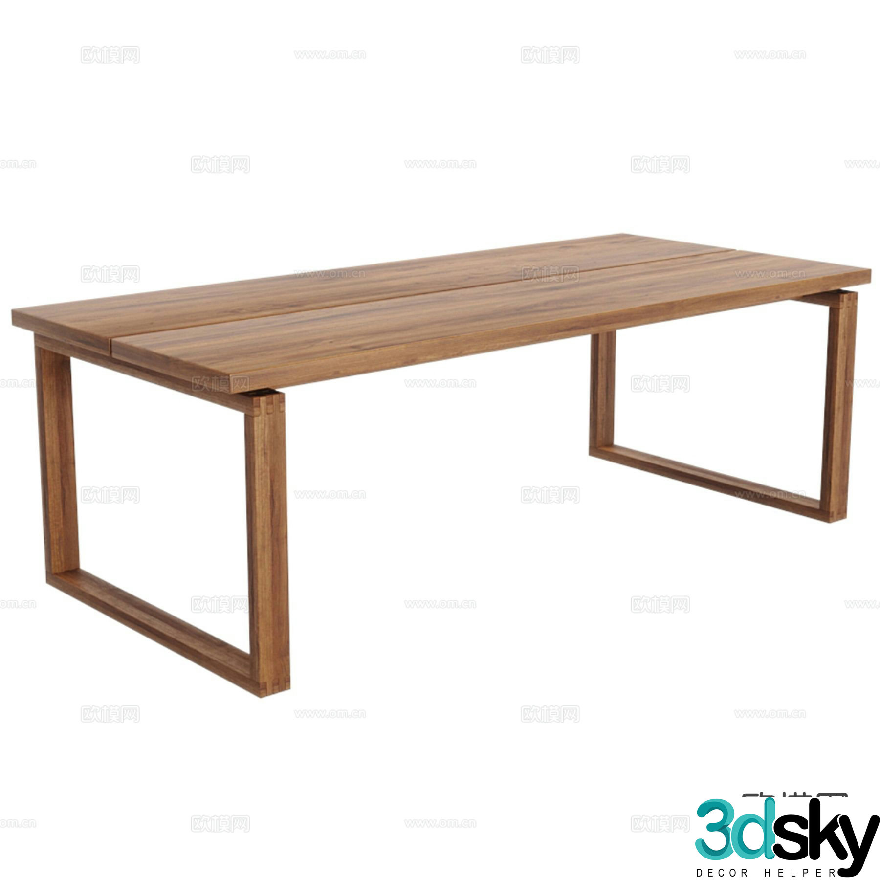 Solid wood dining table 3d model