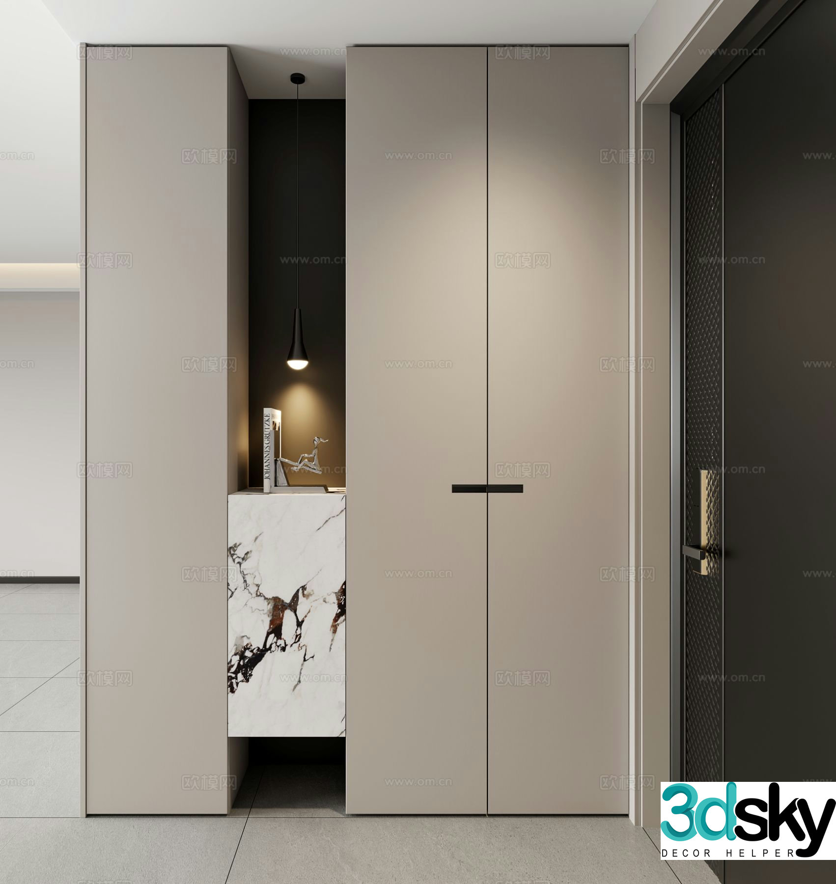 Modern entry shoe cabinet and entrance cabinet 3D model