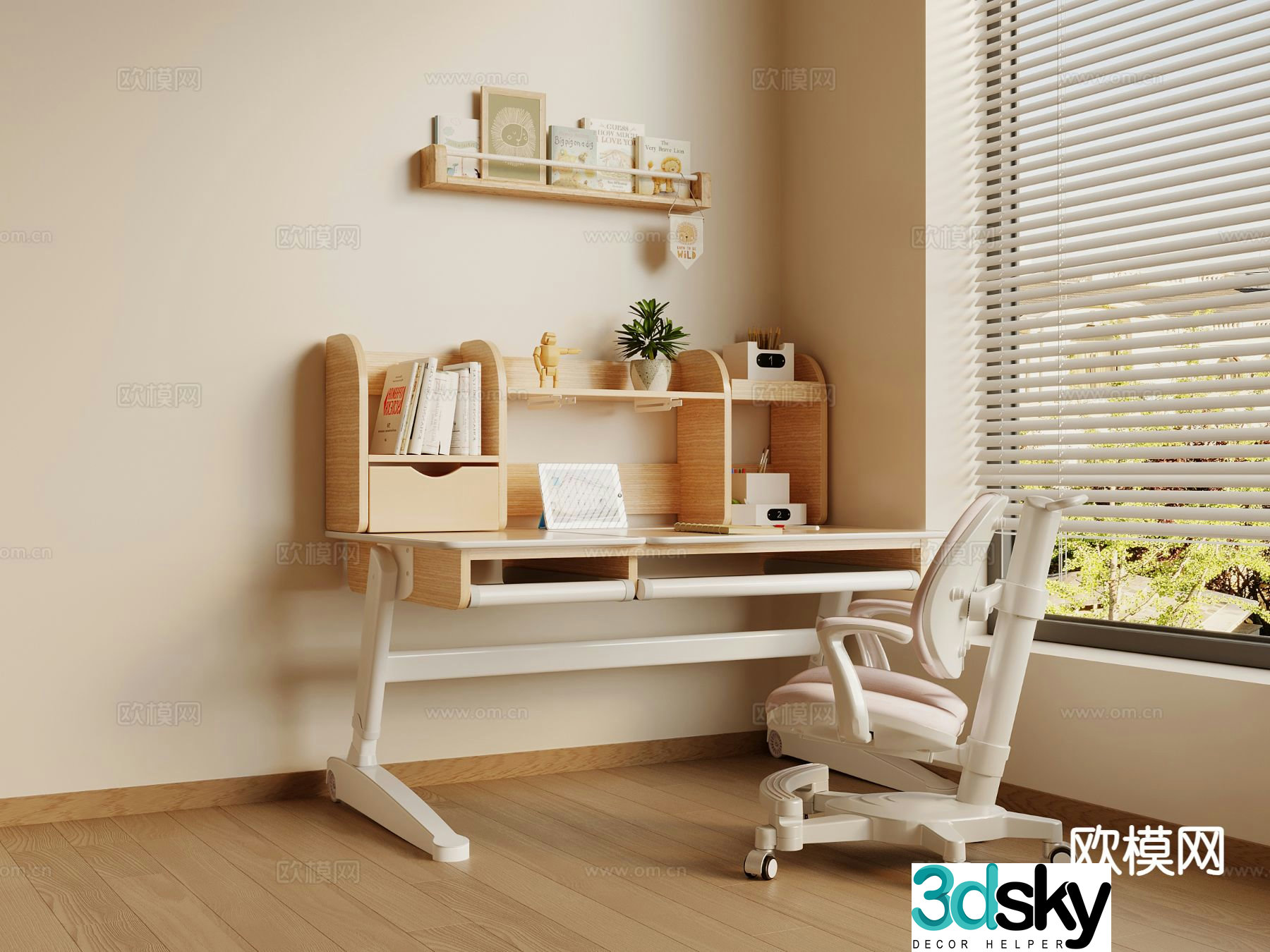 Modern children’s desk and chair children’s computer desk and chair 3d model
