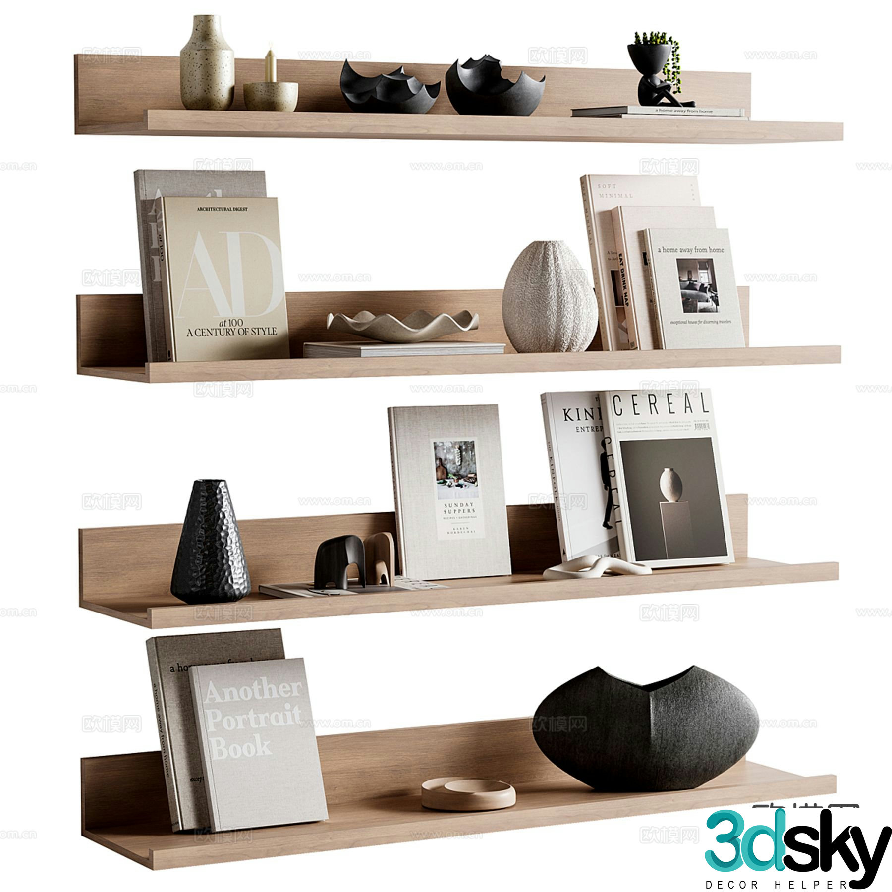 Modern decoration ornaments Books Layer 3D model