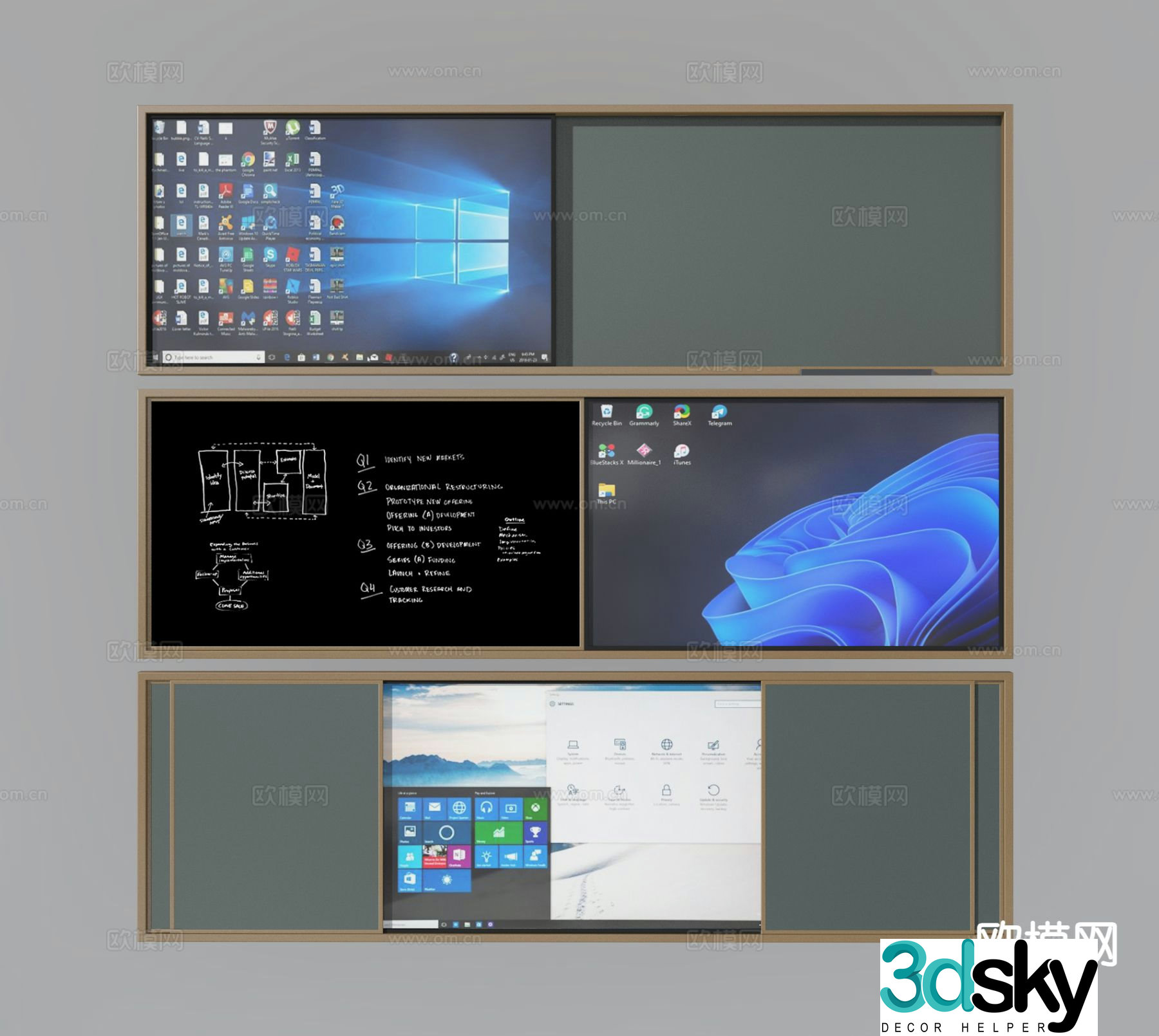 modern blackboard drawing board writing pad 3d model