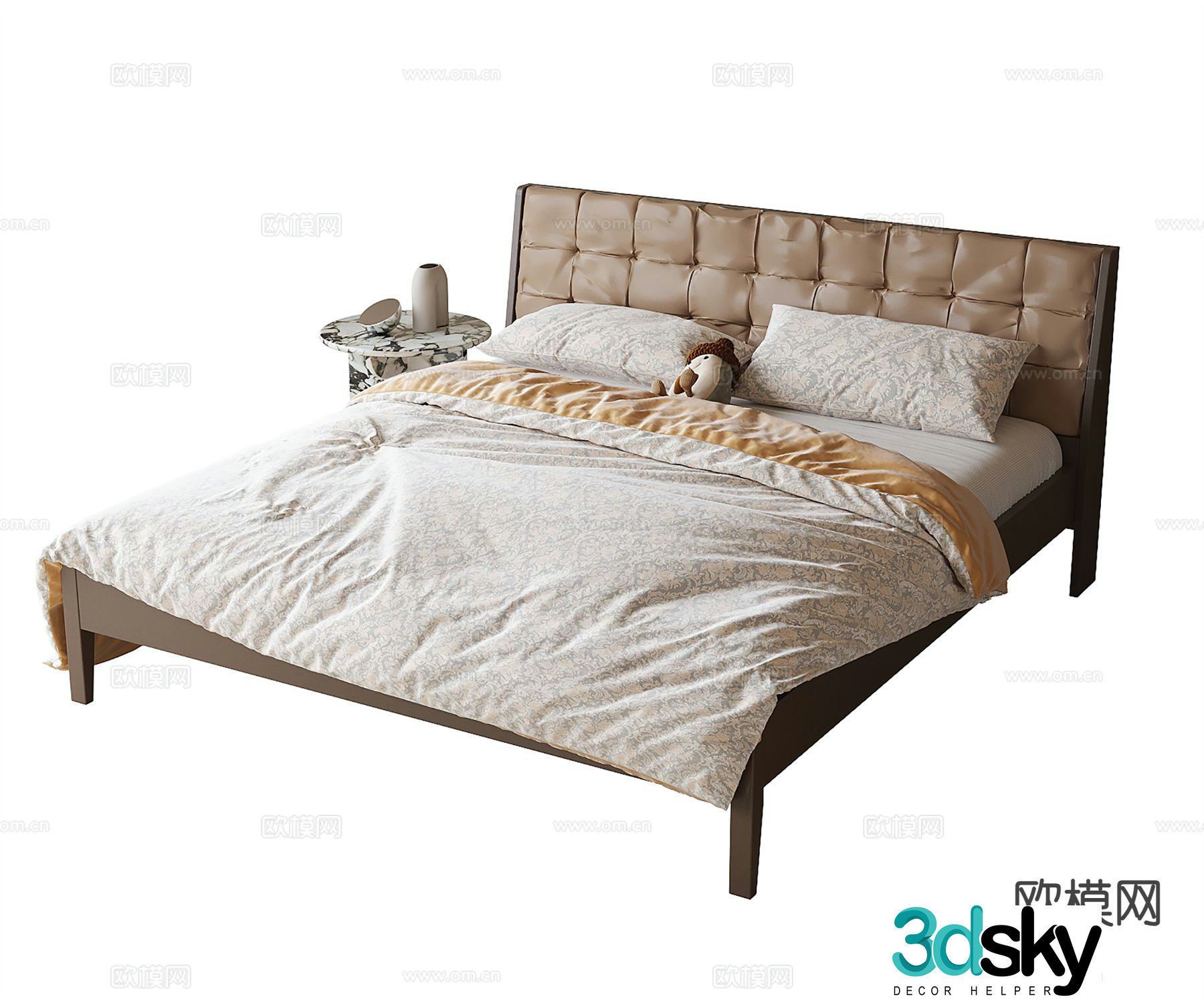 Modern double bed 3d model