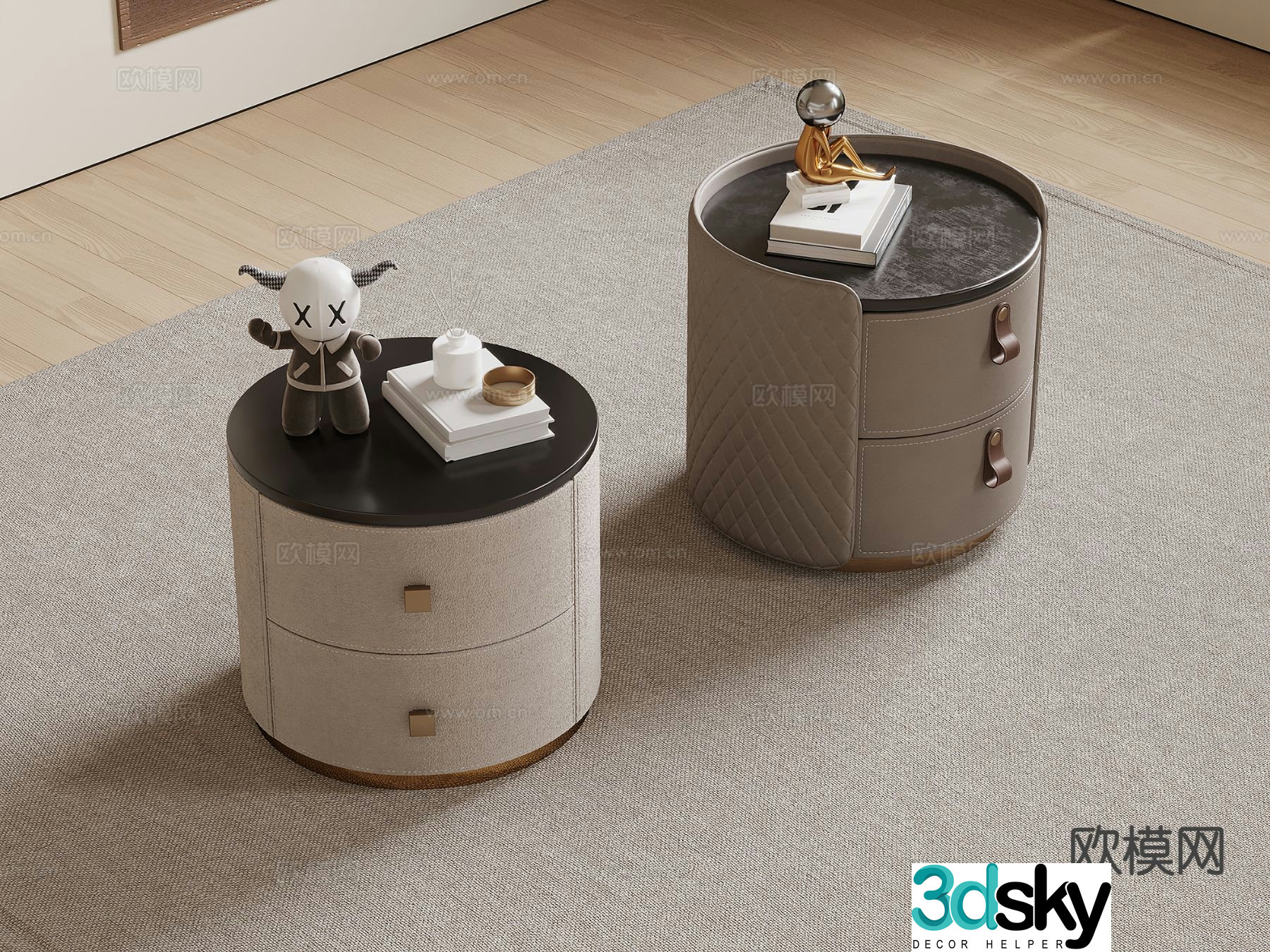 Modern round bedside table 3d model