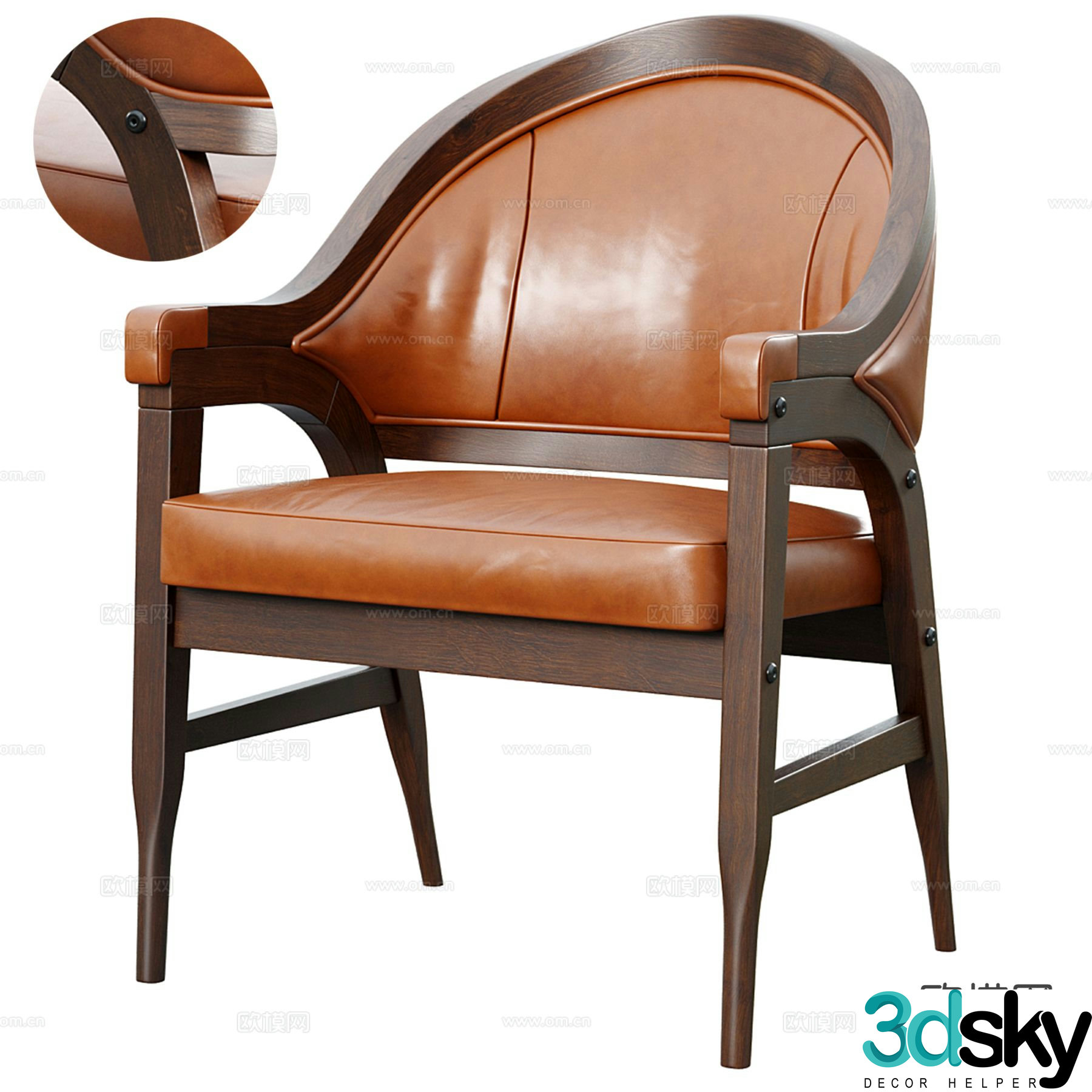 Italian chair dining chair single chair leisure chair armchair 3d model