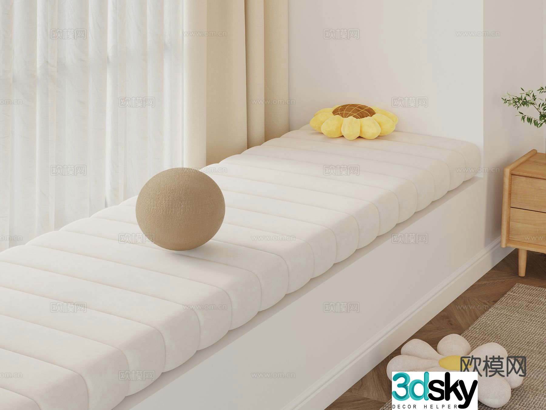Modern bay window pad 3d model