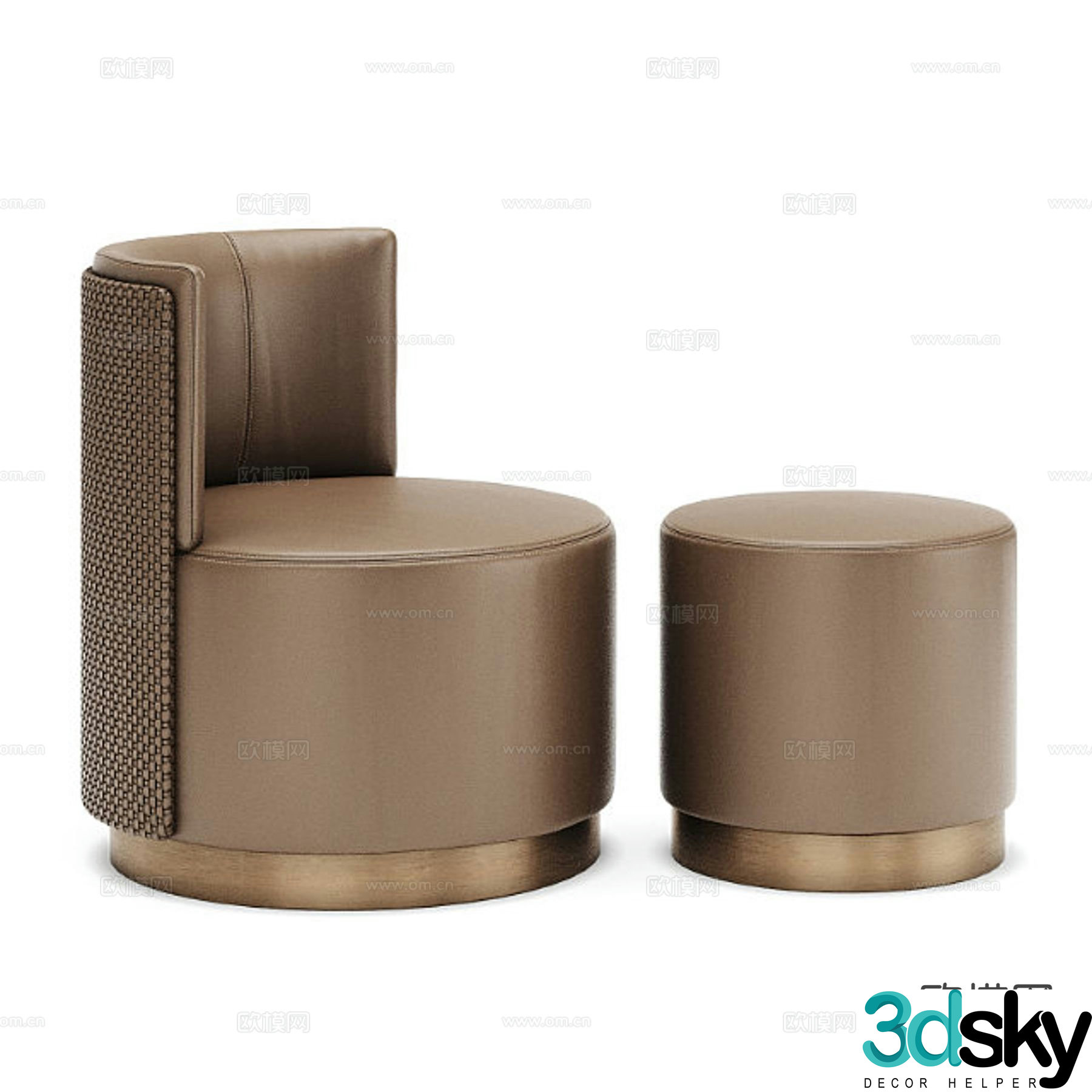 Light luxury dressing stool sofa stool low stool 3D model