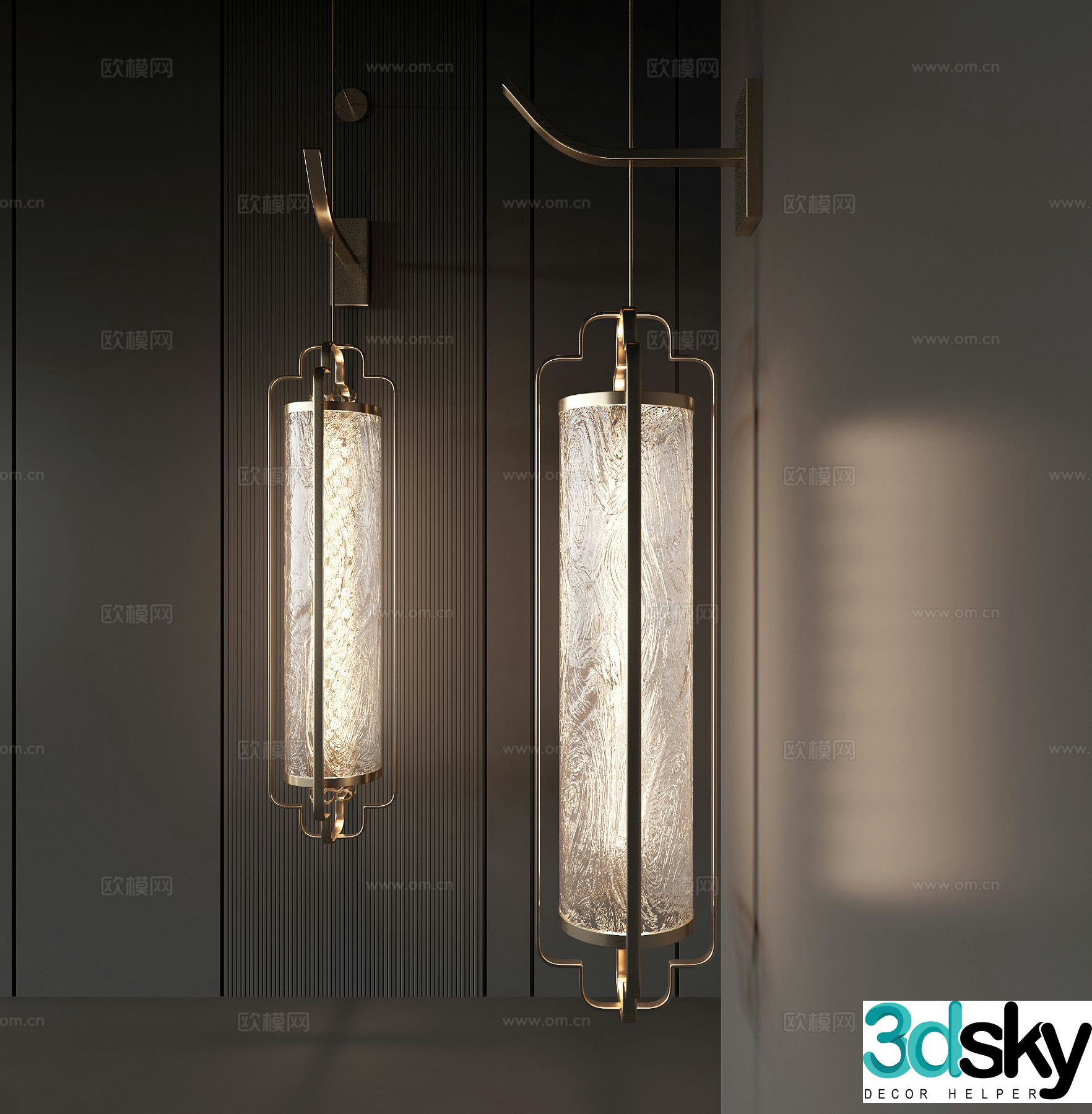 New Chinese style wall lamp metal wall lamp 3d model