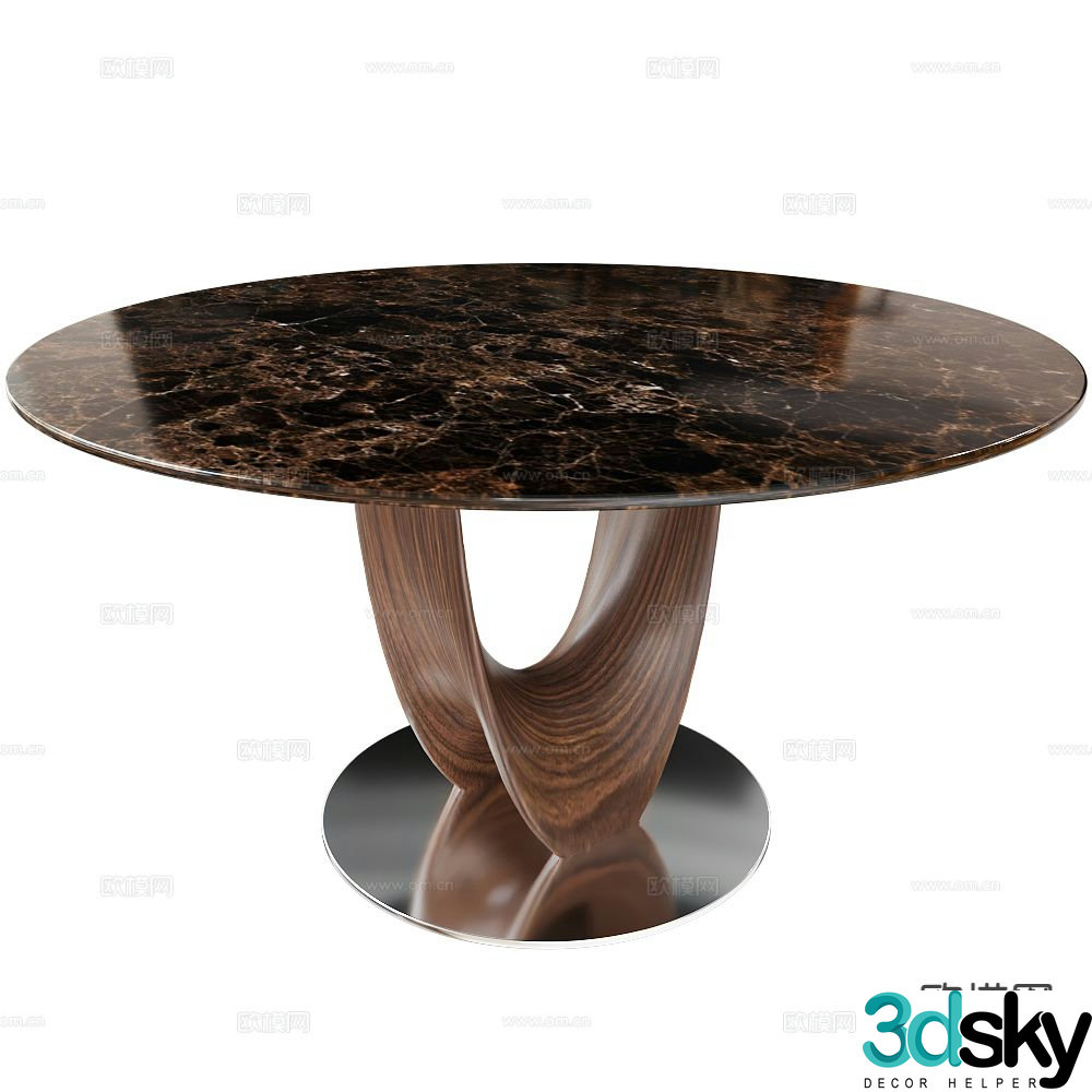 Round table dining table 3d model