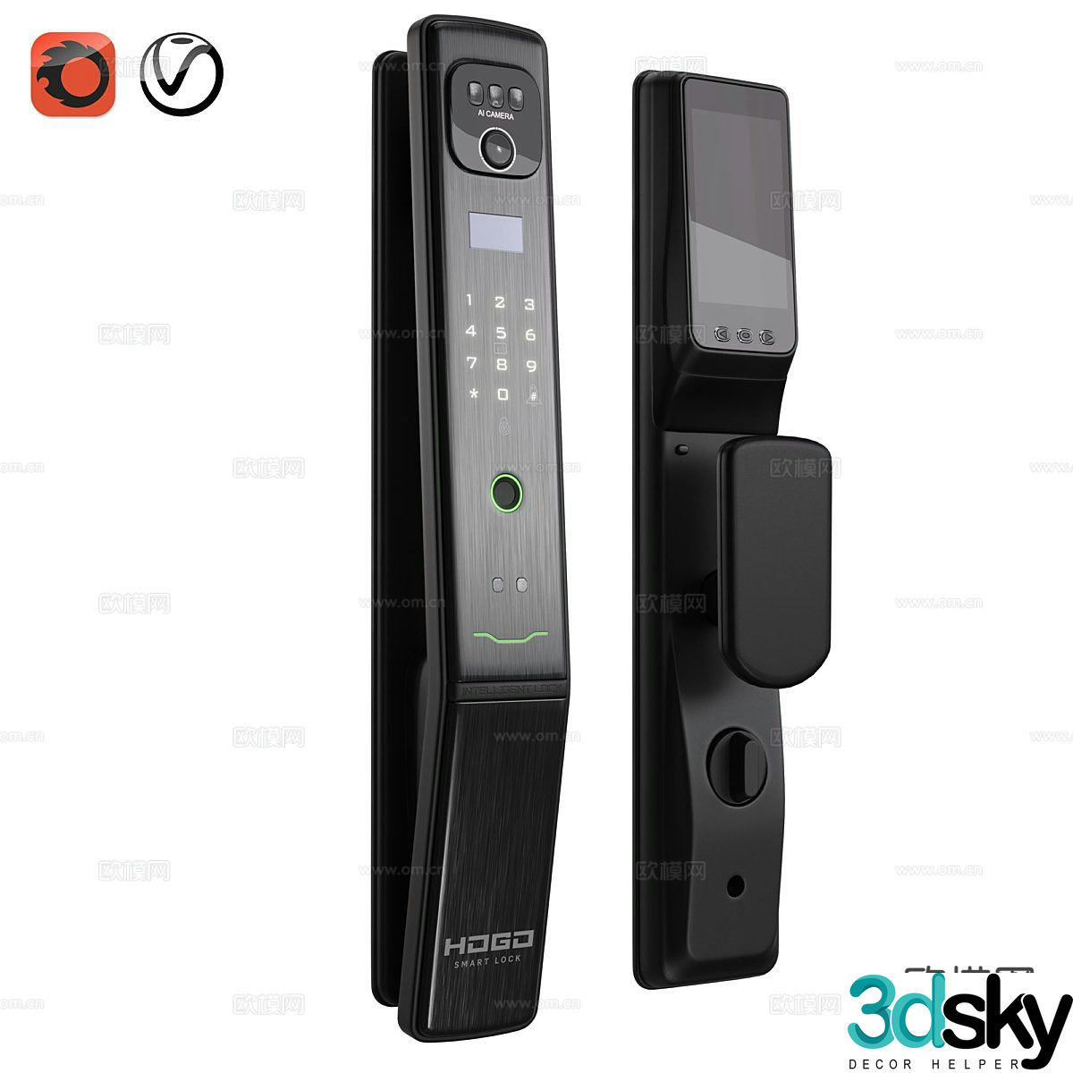 Modern smart door lock Fingerprint lock Electronic lock Password lock 3D model