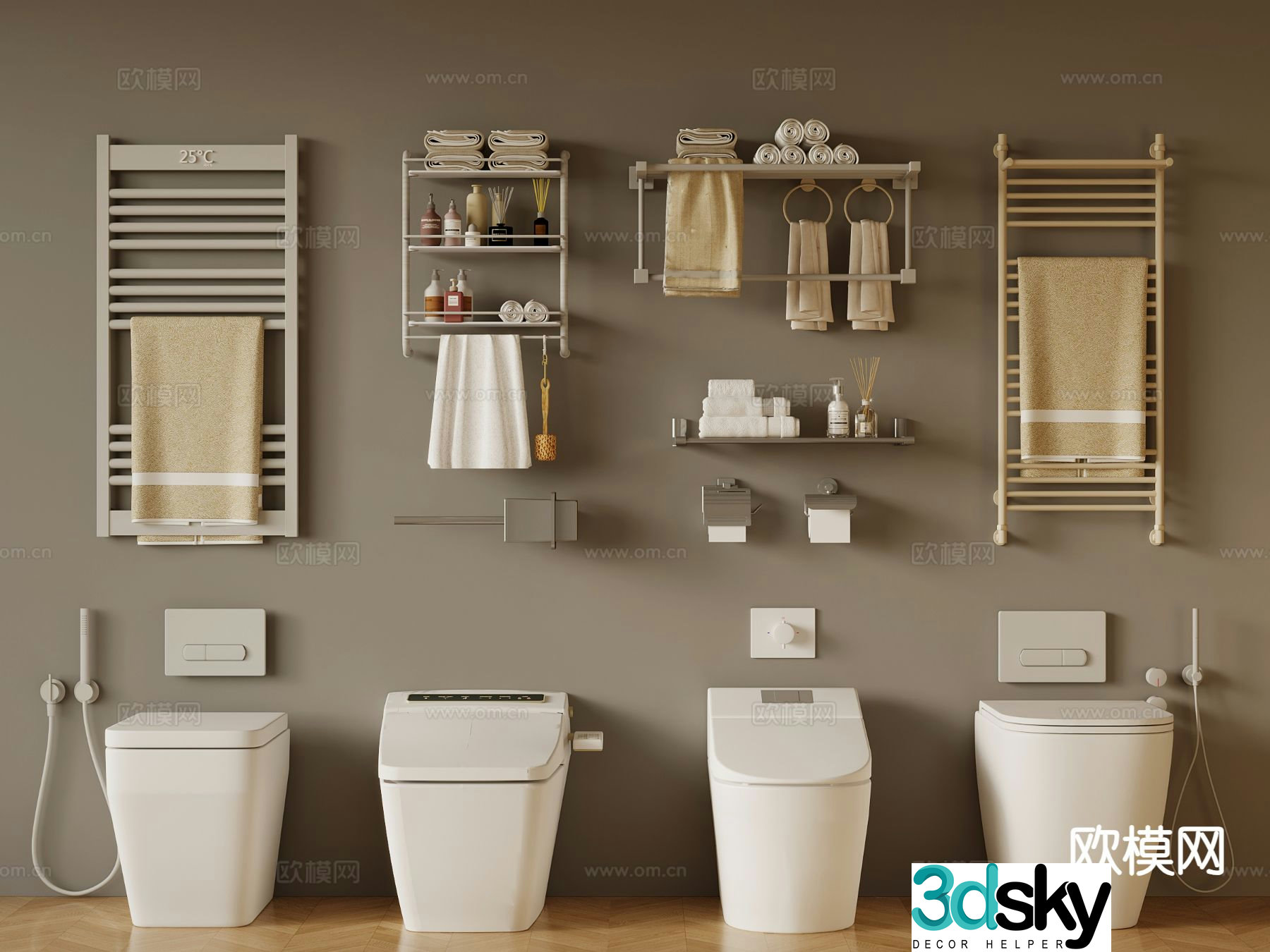 Modern bathroom supplies toilet towel rack 3d model