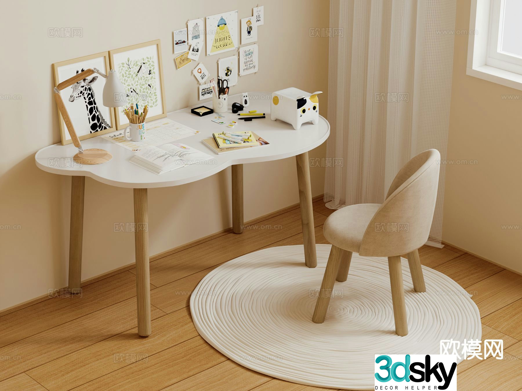 Modern children’s desk chair 3d model