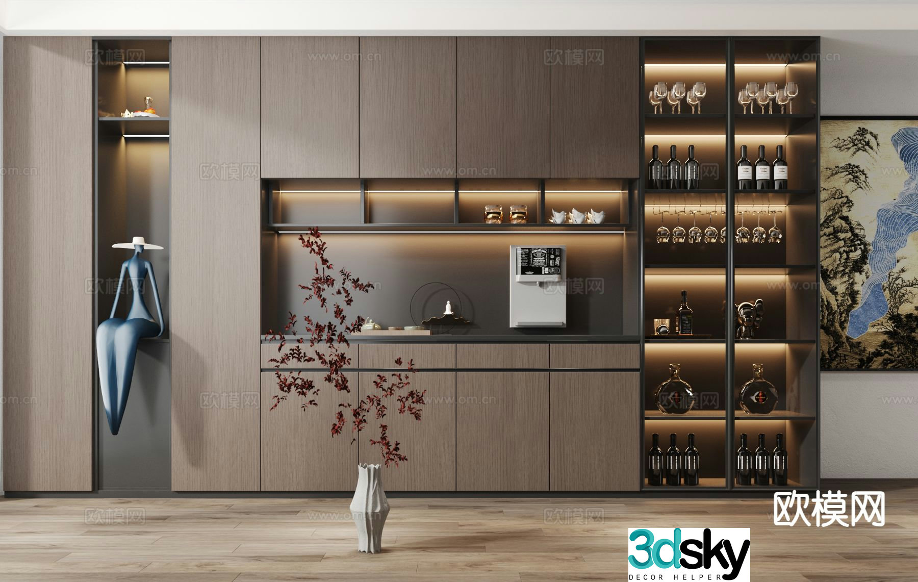 New Chinese style wine cabinet sideboard 3D model