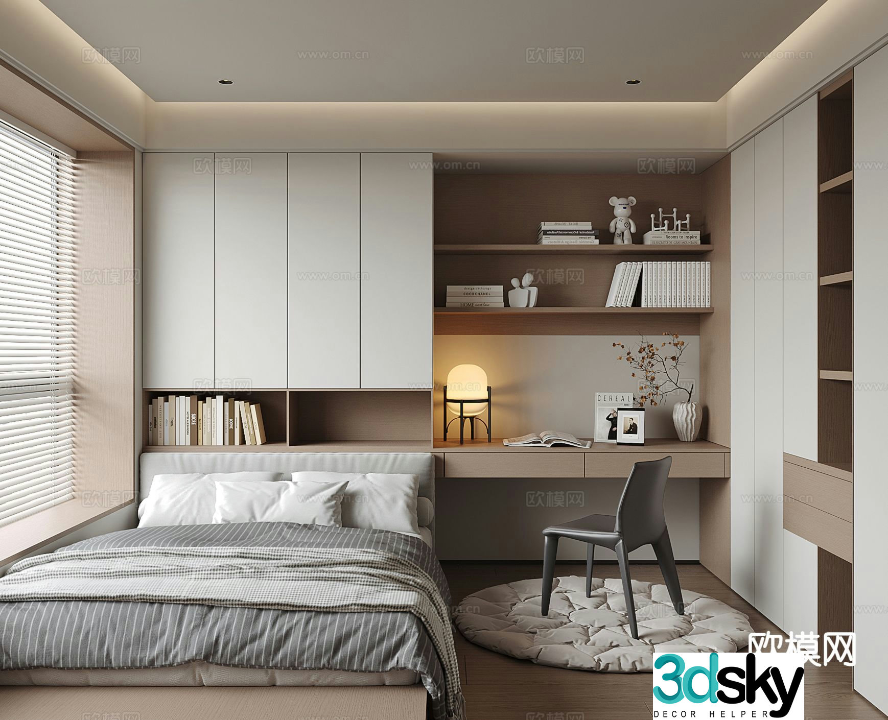 Modern tatami bedroom 3d model