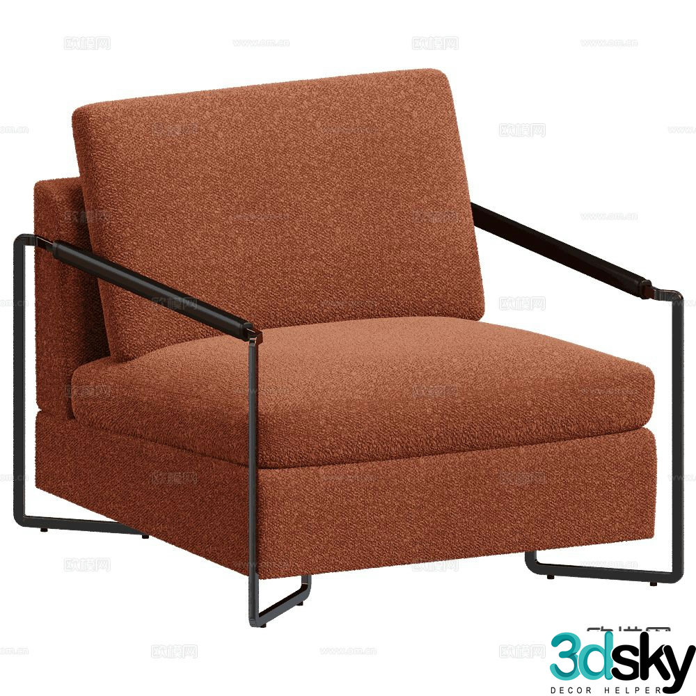 Saba single sofa red sofa 3d model