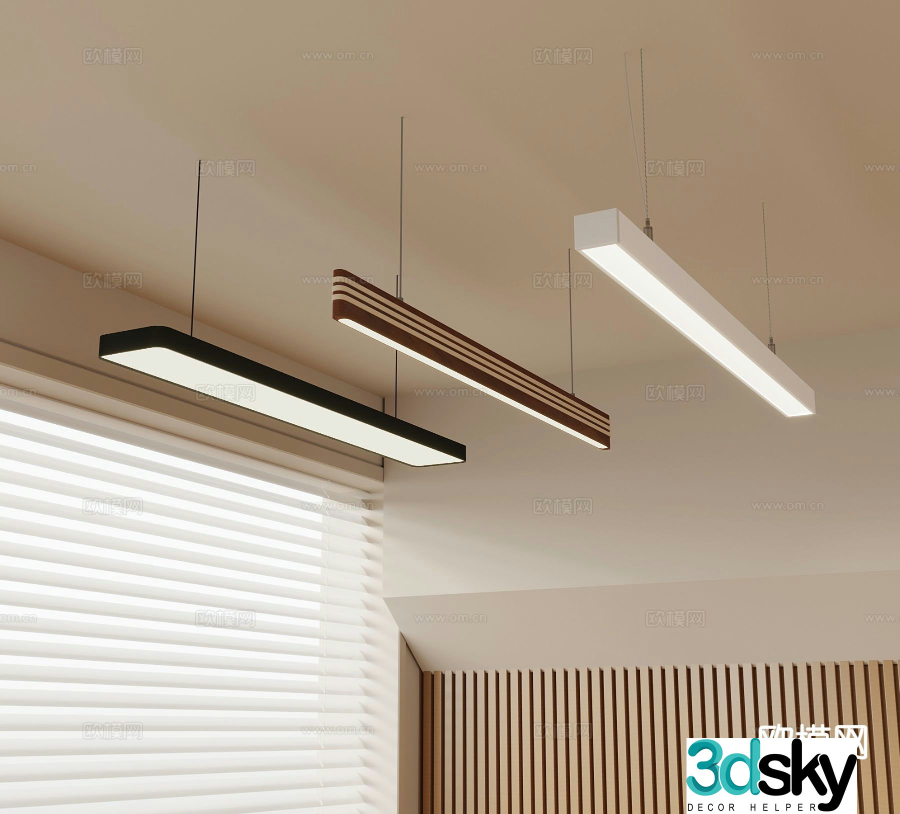Modern office chandelier long chandelier 3d model