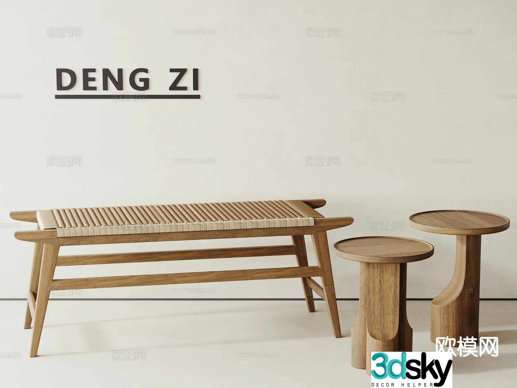 Wabi-sabi style bench 3d model