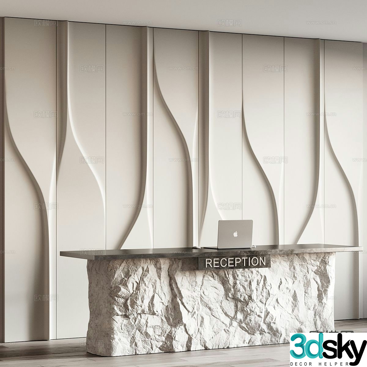 Modern front desk service desk reception desk 3d model