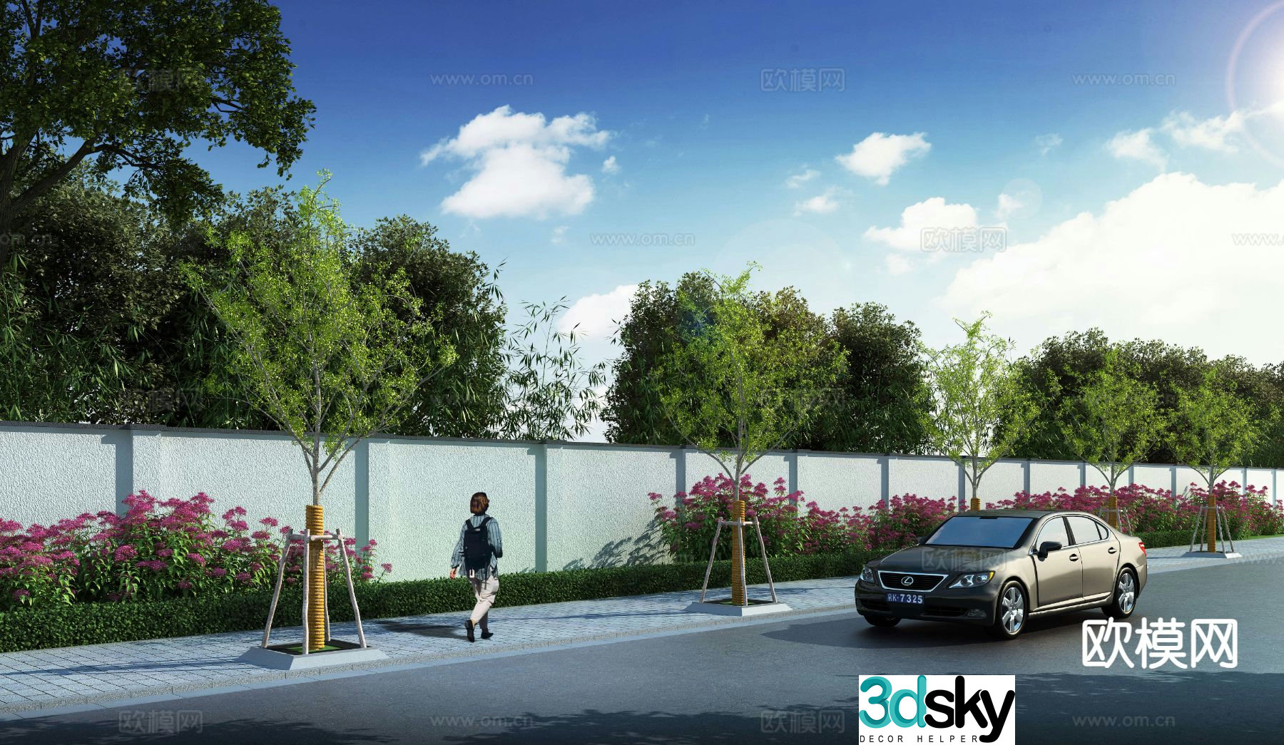 Modern road landscape 3d model