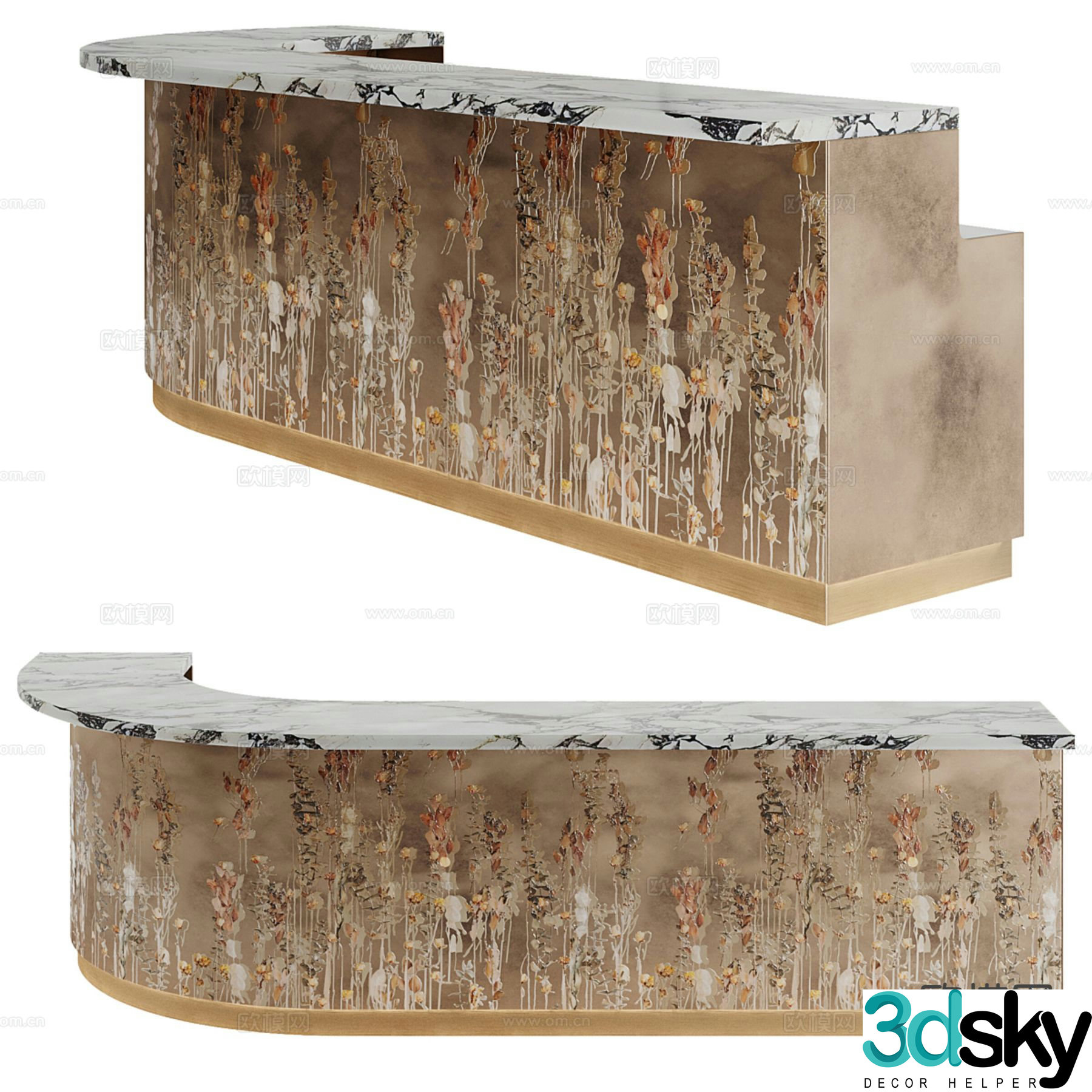 Italian reception desk front desk service desk 3d model
