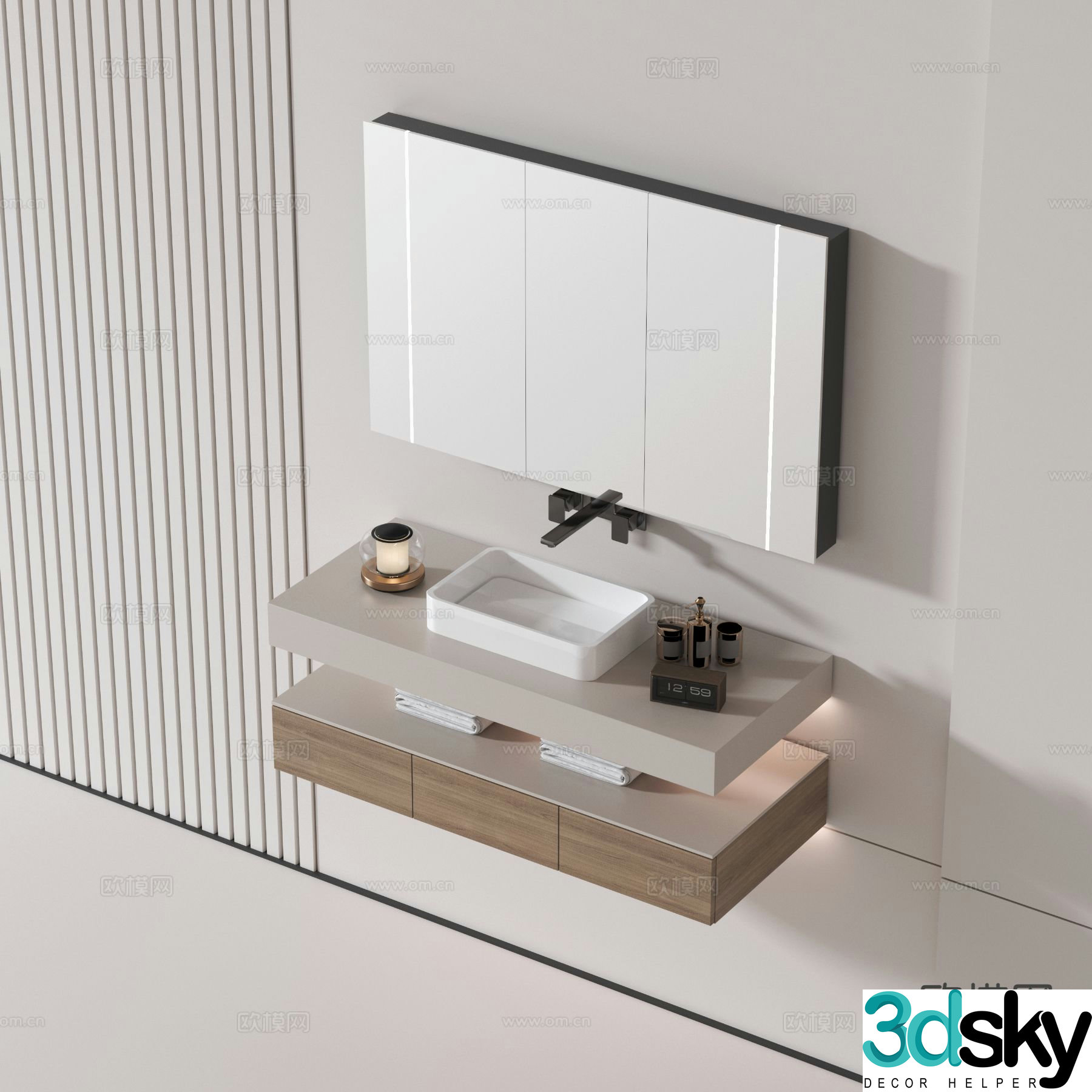 Modern bathroom cabinet Bathroom basin 3D model