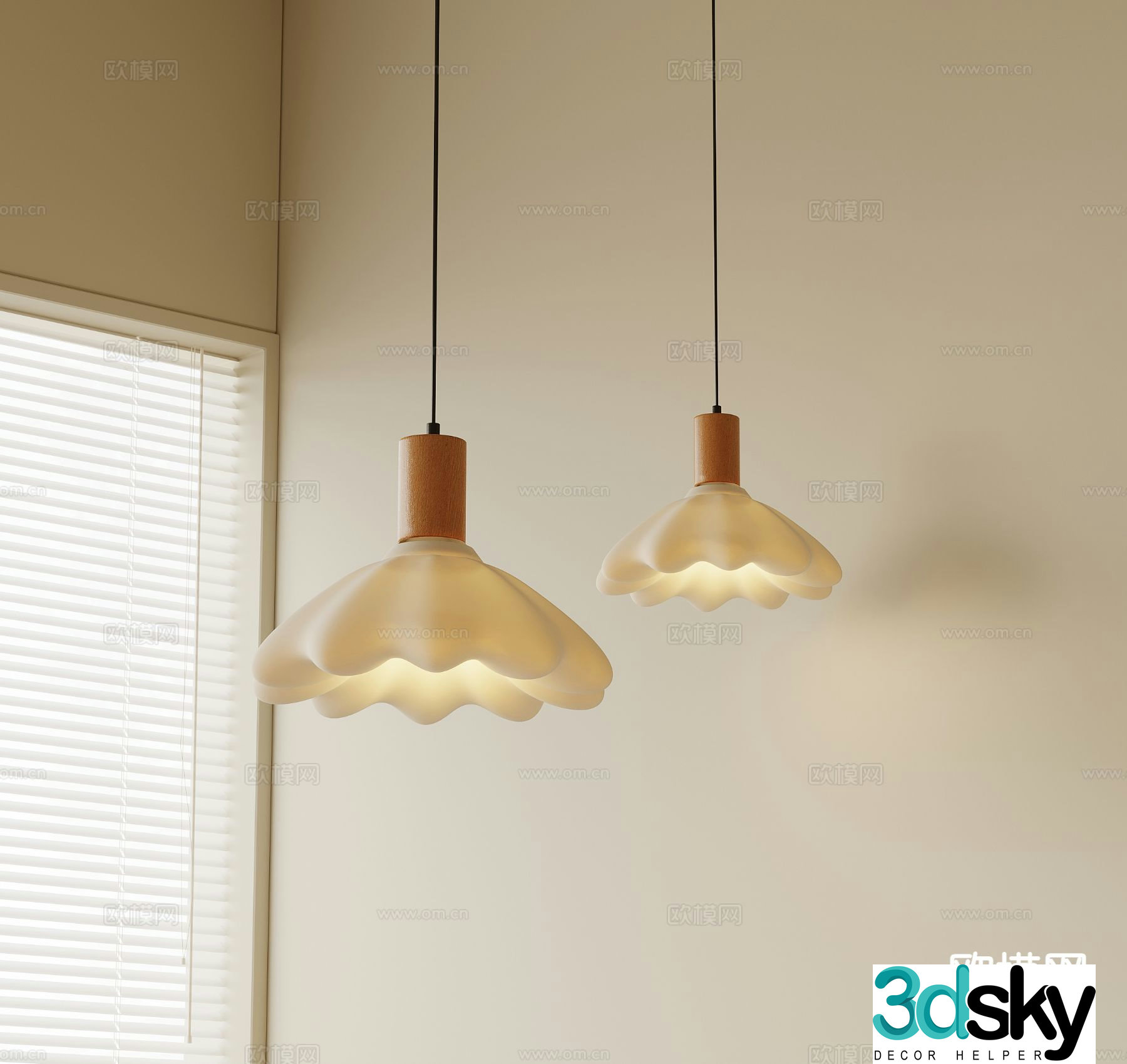 Cream style chandelier 3d model