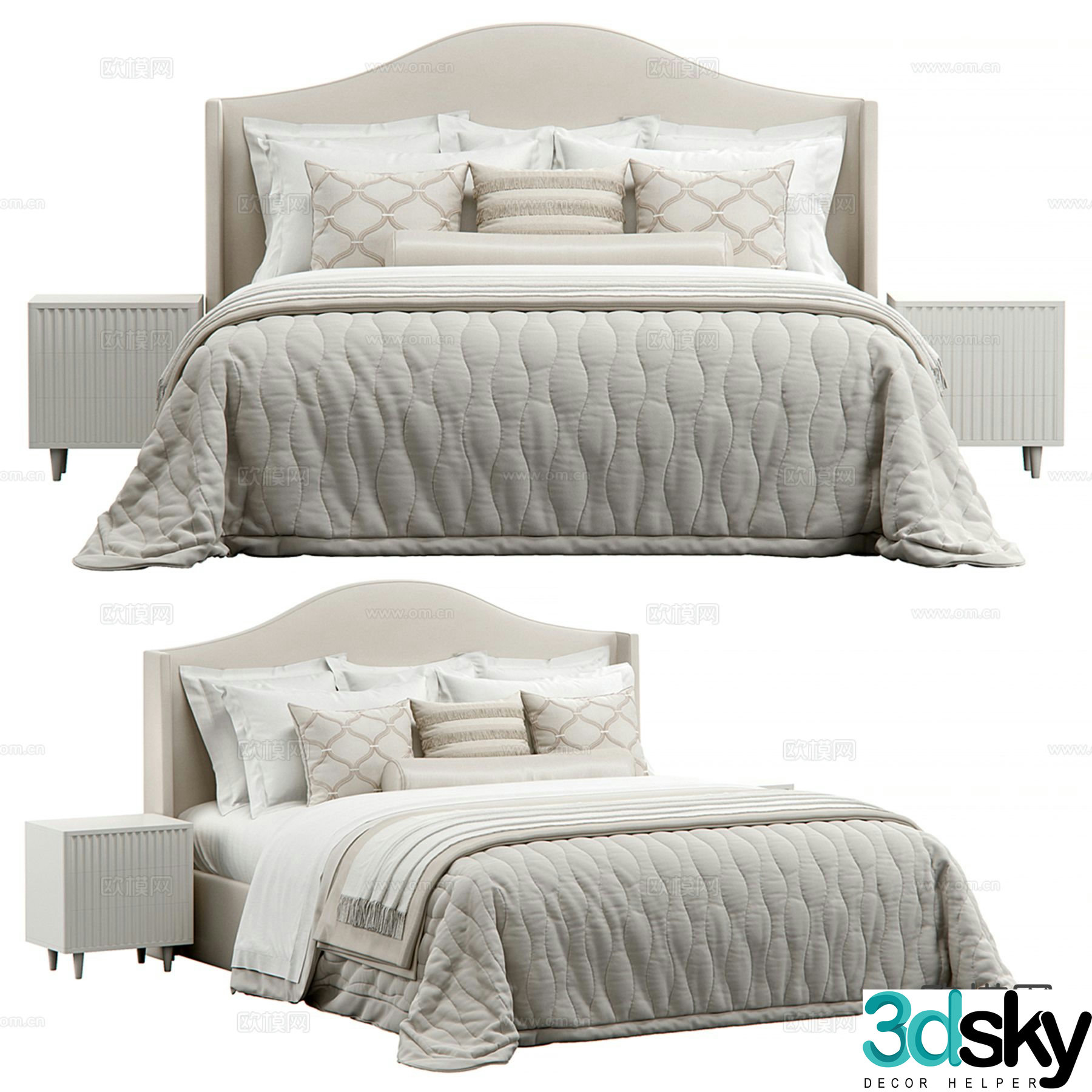 Hampton European double bed 3d model