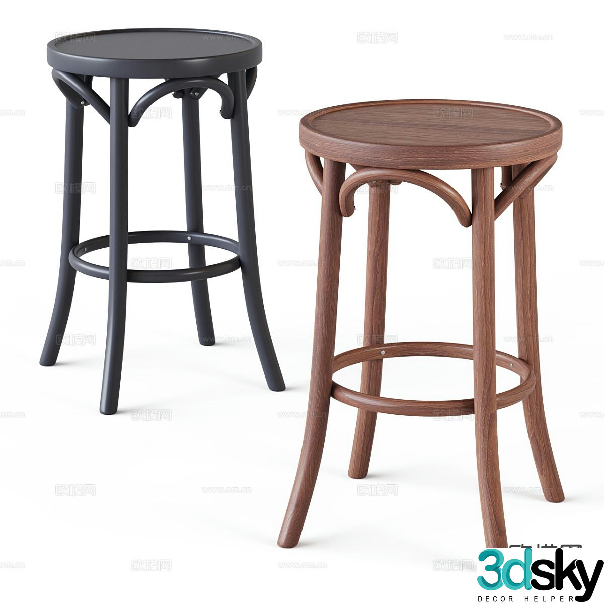 Medieval style round stool stool bar stool 3d model