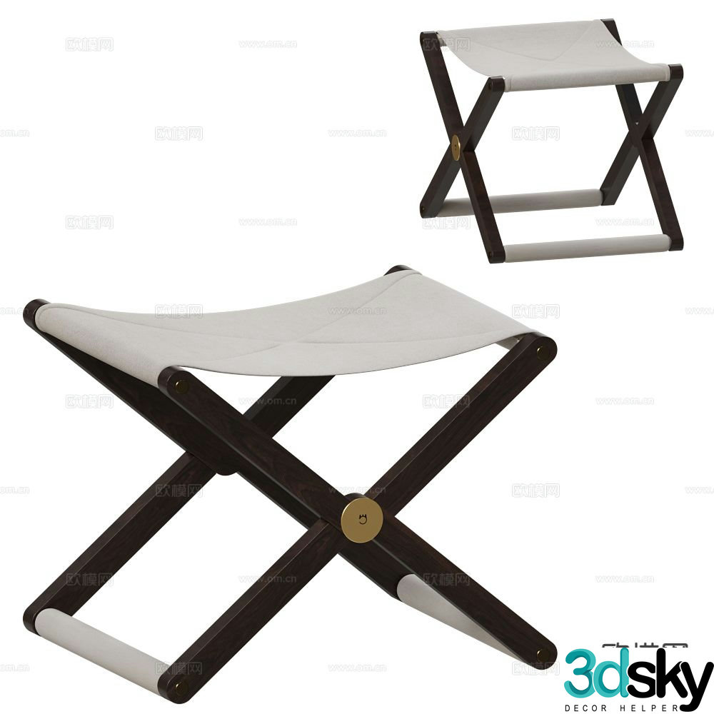 Modern folding stool small stool 3d model