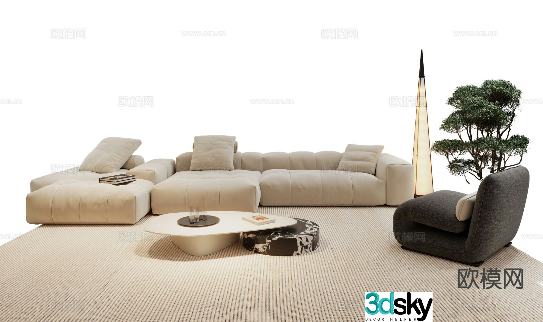 French sofa set 3d model